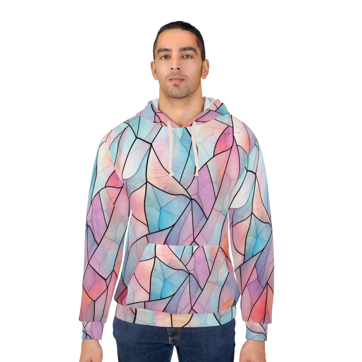 Colorful Stained Glass Unisex Pullover Hoodie, Cozy Fashion, Pastel Aesthetic, Gift for Her, Spring Fashion, Casual Wear