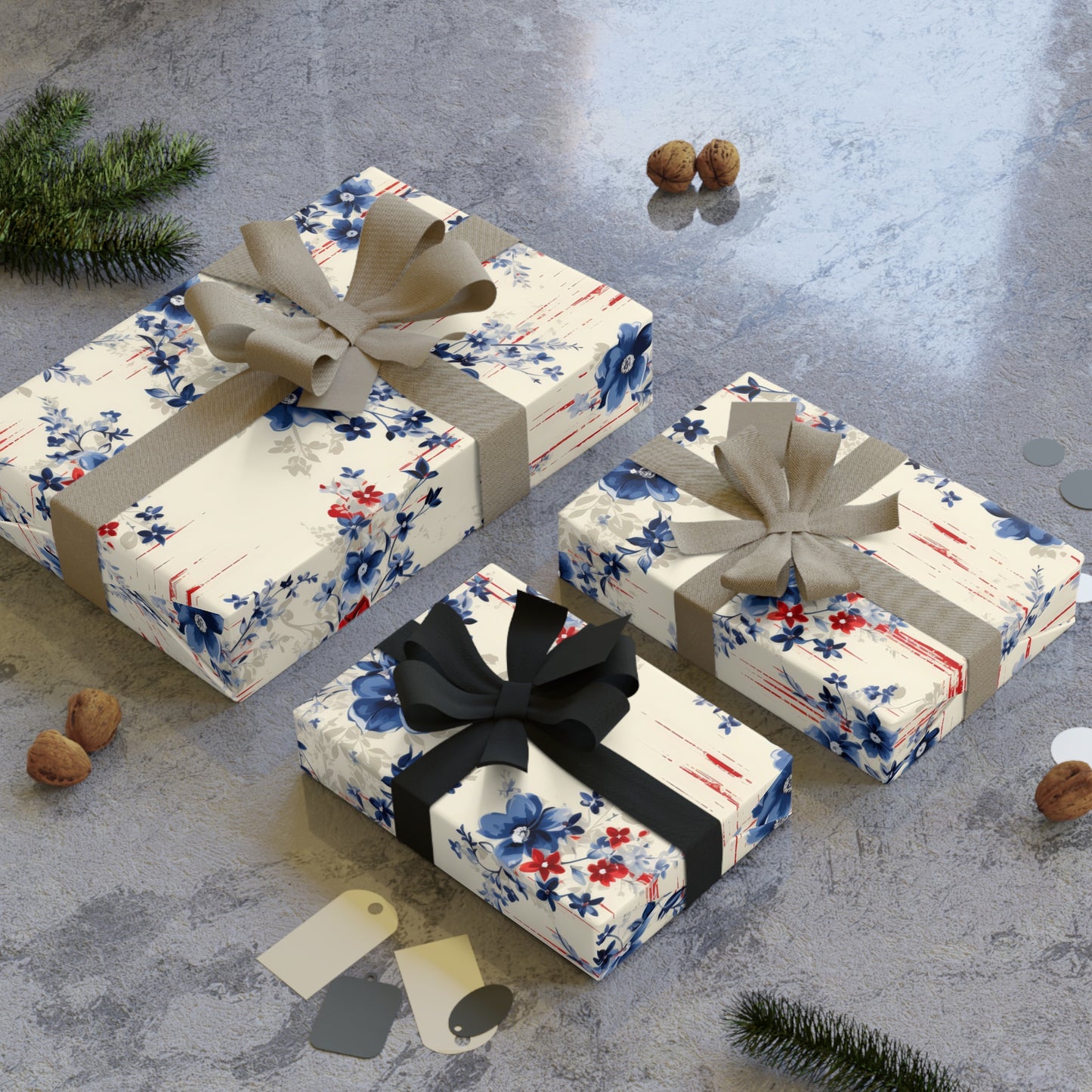 Floral Gift Wrapping Paper Roll, Stylish Wrapping for Birthdays, Weddings, Holidays, Crafting, Gift Presentation