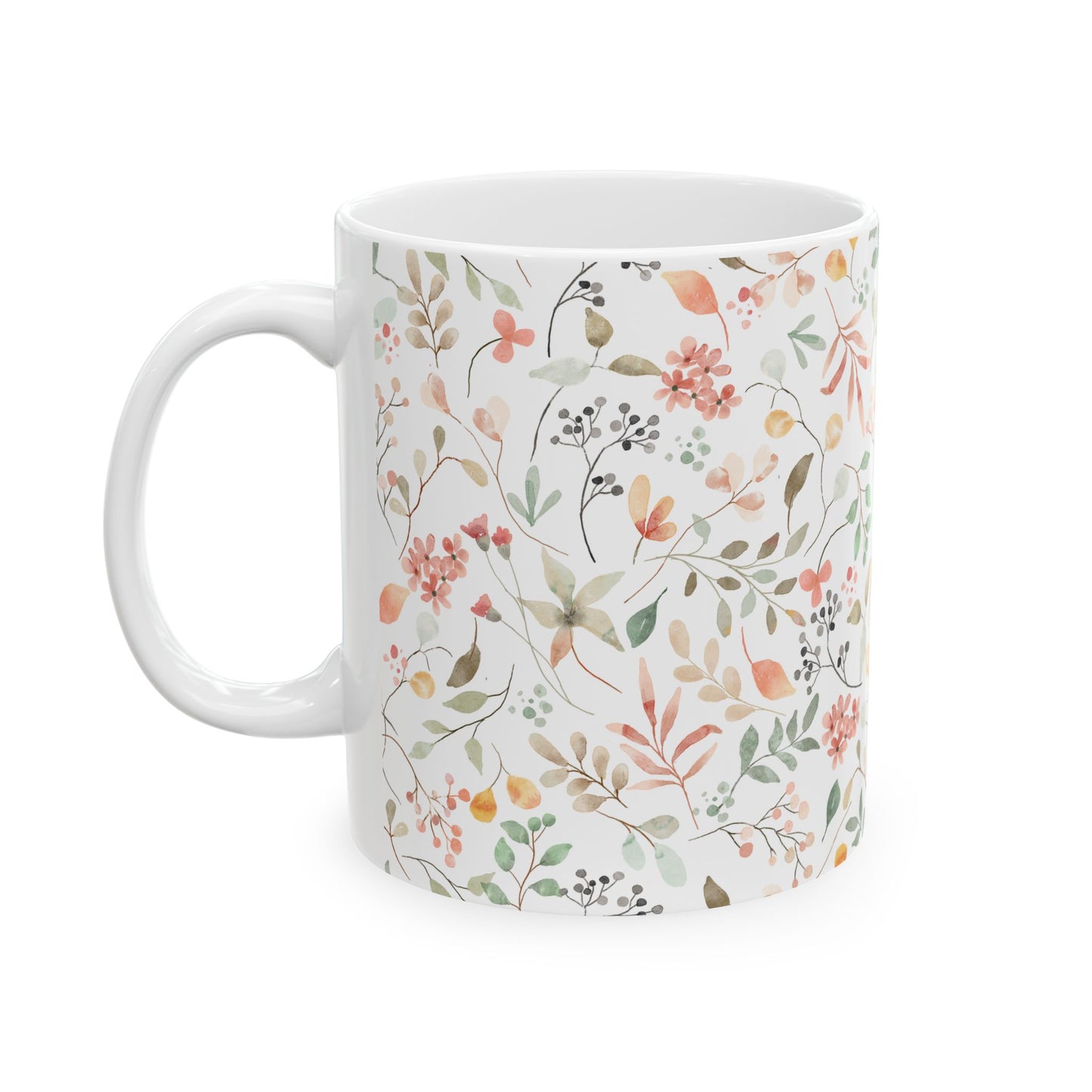 Floral Ceramic Mug - Cozy Coffee Cup, Tea Lover Gift, Home Decor, Housewarming Present, Nature Inspired Drinkware