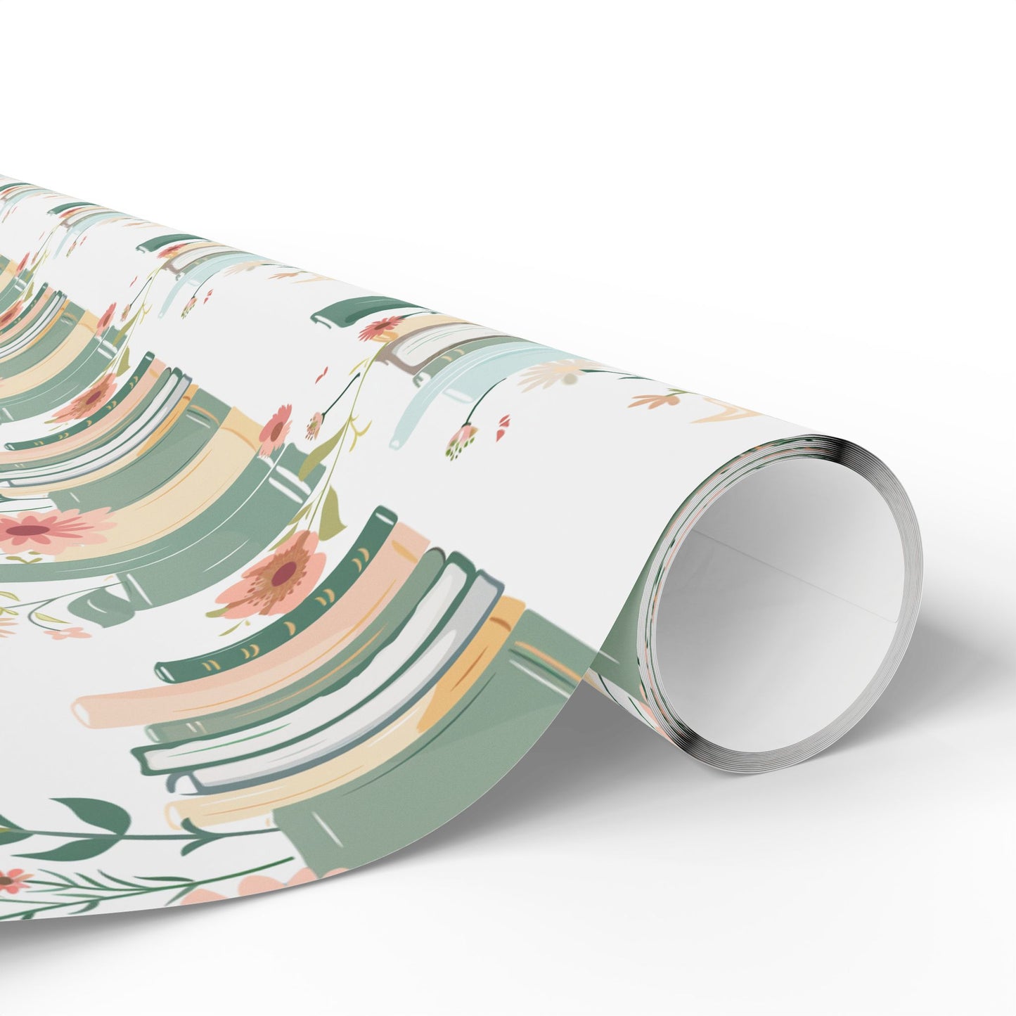Botanical Book Themed Wrapping Paper - Book Lovers Gift Wrap, Floral Gift Paper for Birthdays, Anniversaries, Baby Showers, Literary Parties