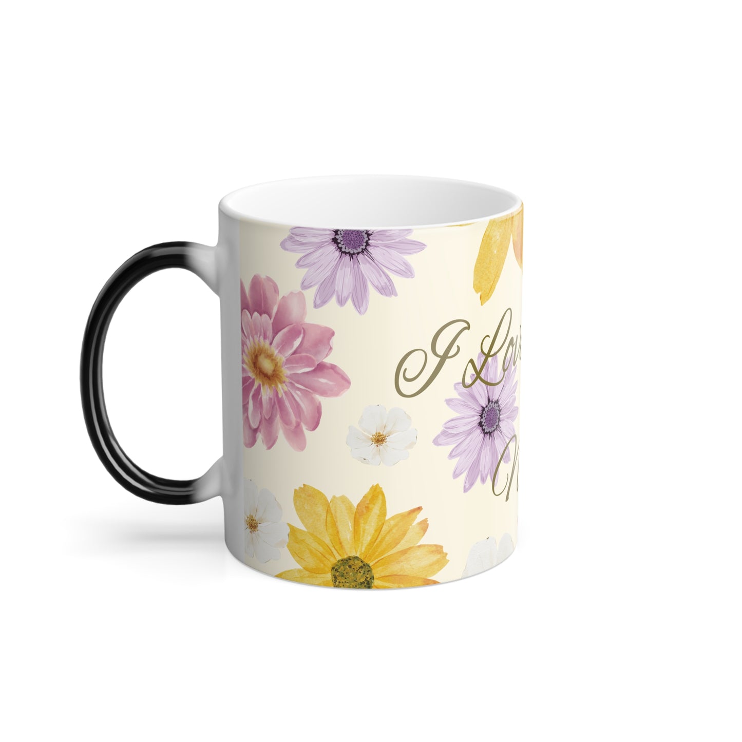 Floral Color Morphing Mug, Gift for Nan, Mother's Day Present, Personalizable Coffee Cup, Flower Print