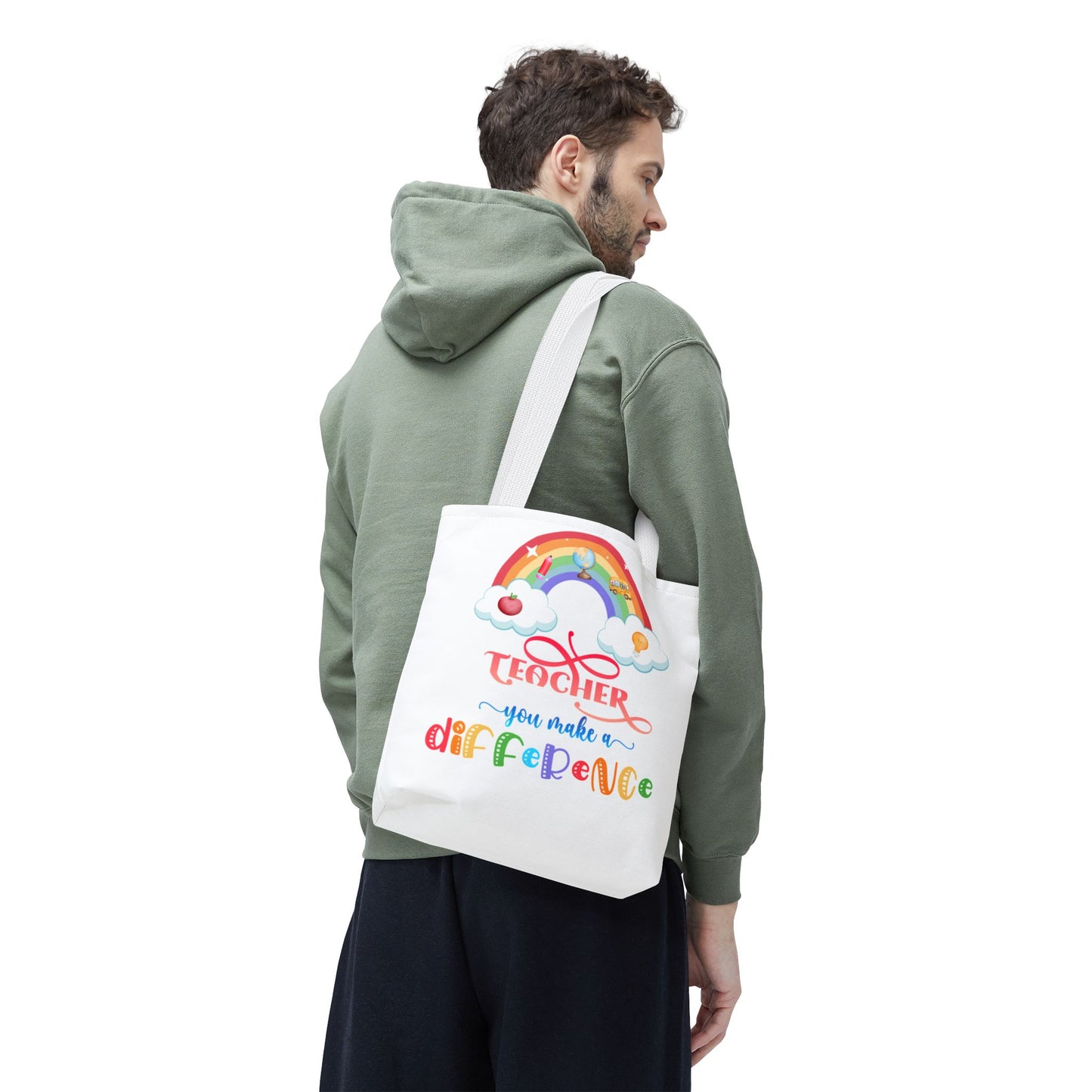 Teacher Appreciation Tote Bag, Inspirational Gift for Educators, Rainbow Design, School Bag, End of Year Present, Birthday Gift