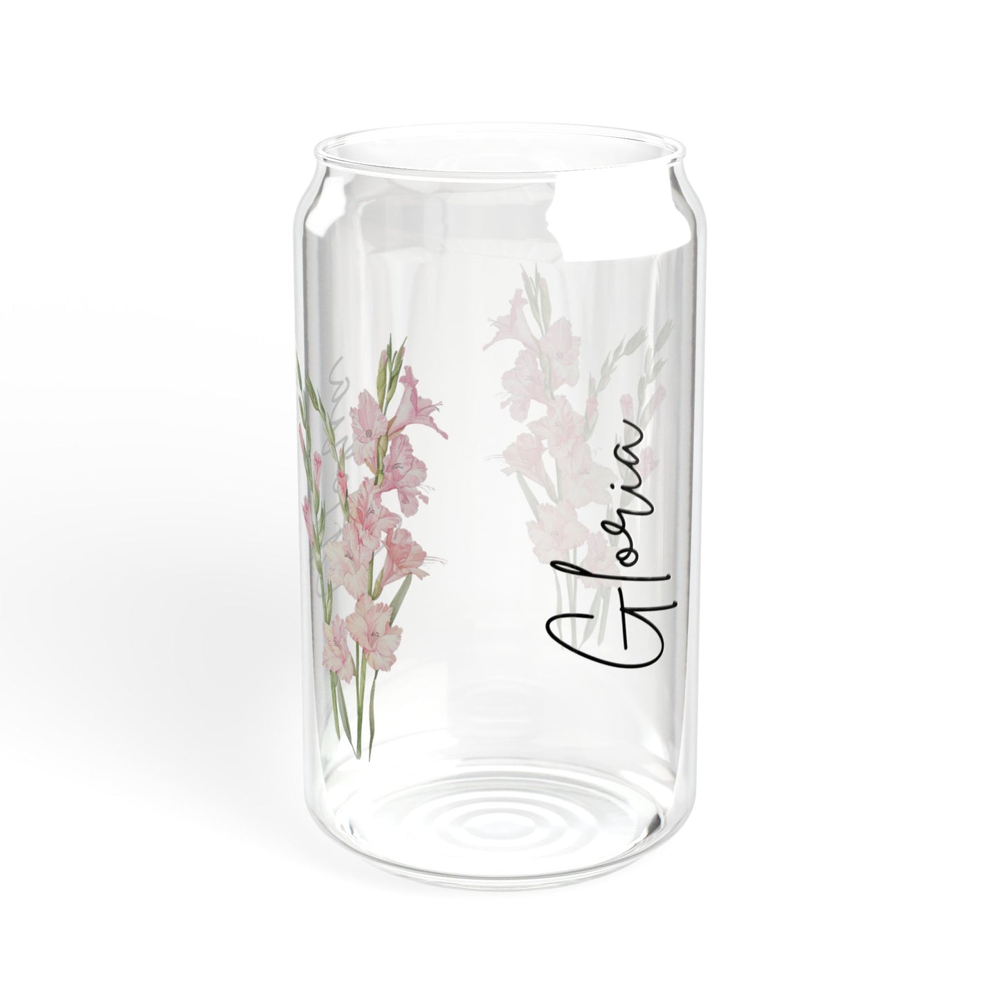 Floral Sipper Glass, Personalized Drinkware, Eco-friendly Beverage Container, Gift for Her, Summer Coolers, Wedding Favors, Floral Decor