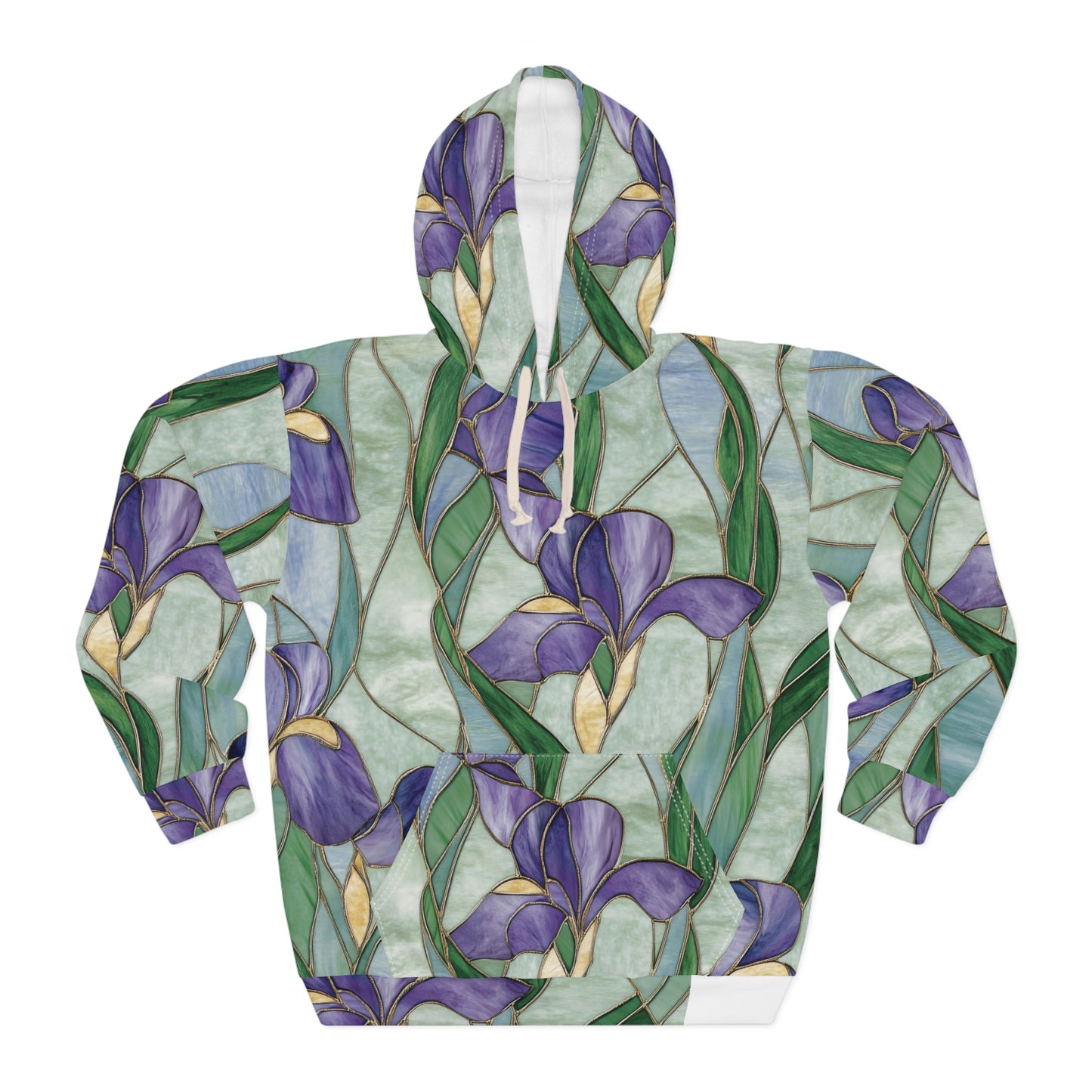 Iris Floral Unisex Pullover Hoodie, Spring Gift, Nature Lover Hoodie, Artisan Style Sweatshirt, Cozy Wear for All