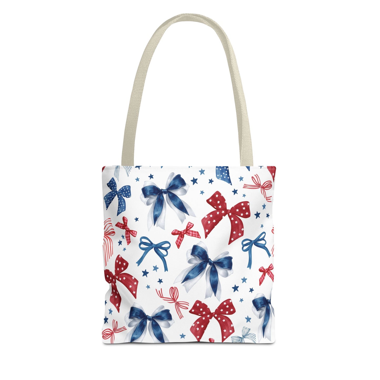 Patriotic Tote Bag with Bows, Versatile Shopping Bag, Holiday Gift Tote, Stylish All-Purpose Bag, Independence Day Accessory, Gift for Her