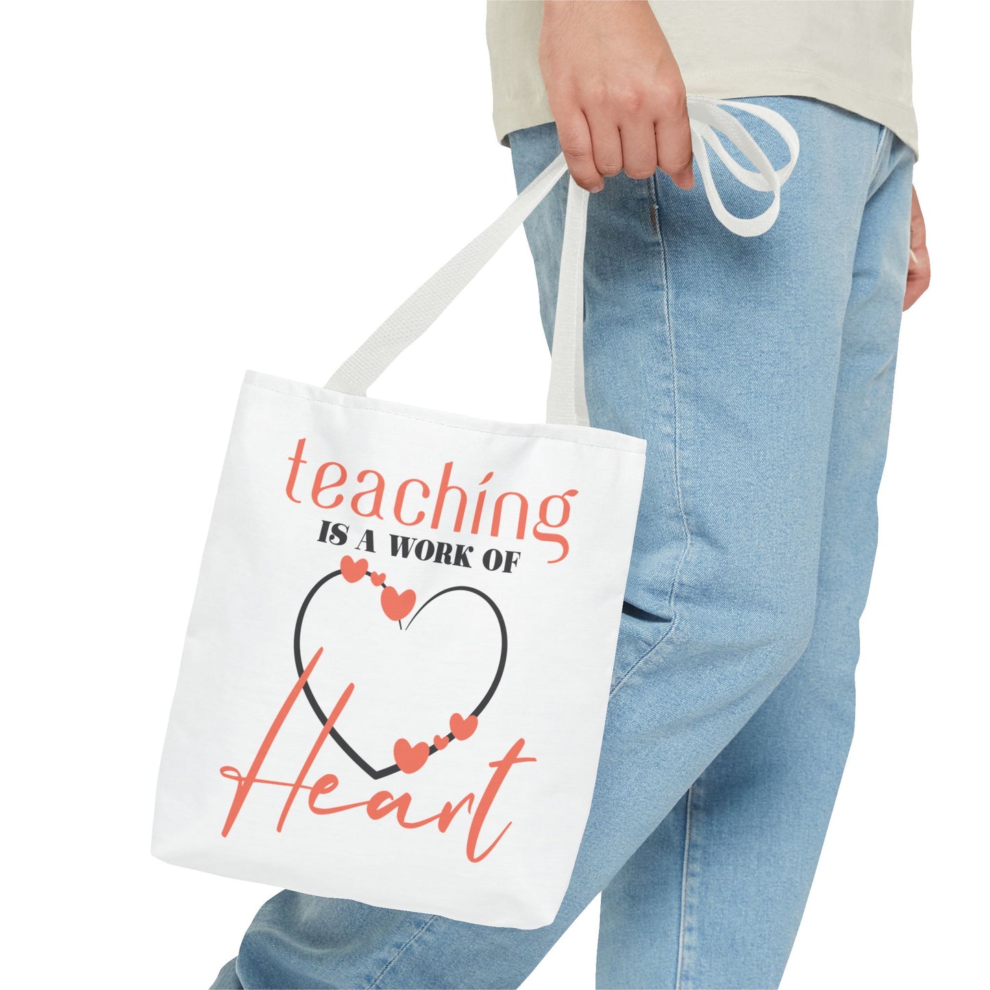 Teaching Tote Bag – A Work of Heart, Perfect for Teachers, Back to School, Classroom Essentials, Gift for Educators, Eco-Friendly Tote