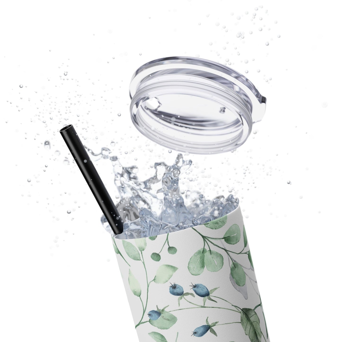 Floral Skinny Tumbler, 20oz Stainless Steel Travel Mug, Eco-Friendly Drinkware, Gift for Her, Summer Hydration, Botanical Design