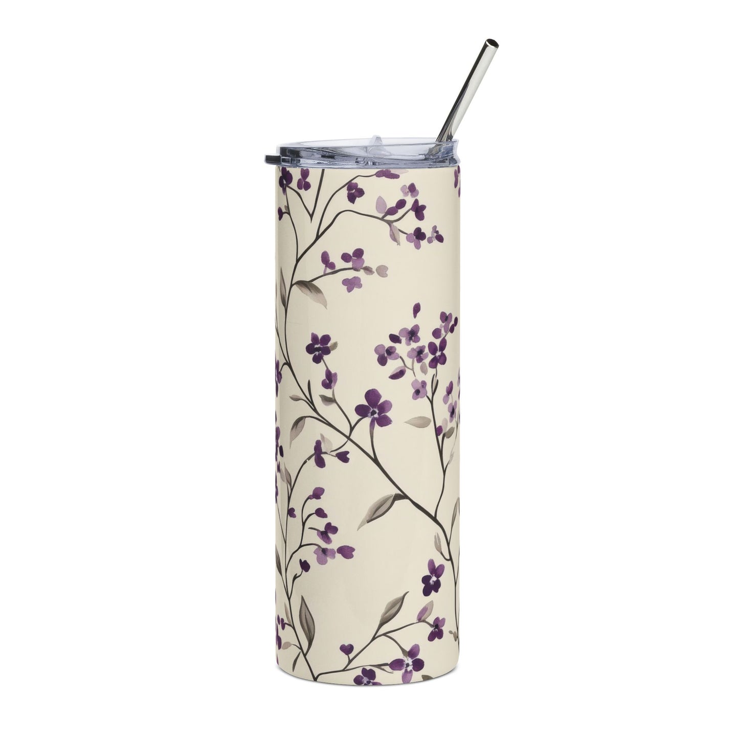 Floral Stainless Steel Tumbler | Elegant Travel Mug | Insulated Drink Container | Gift for Her | Eco-Friendly Beverage Cup