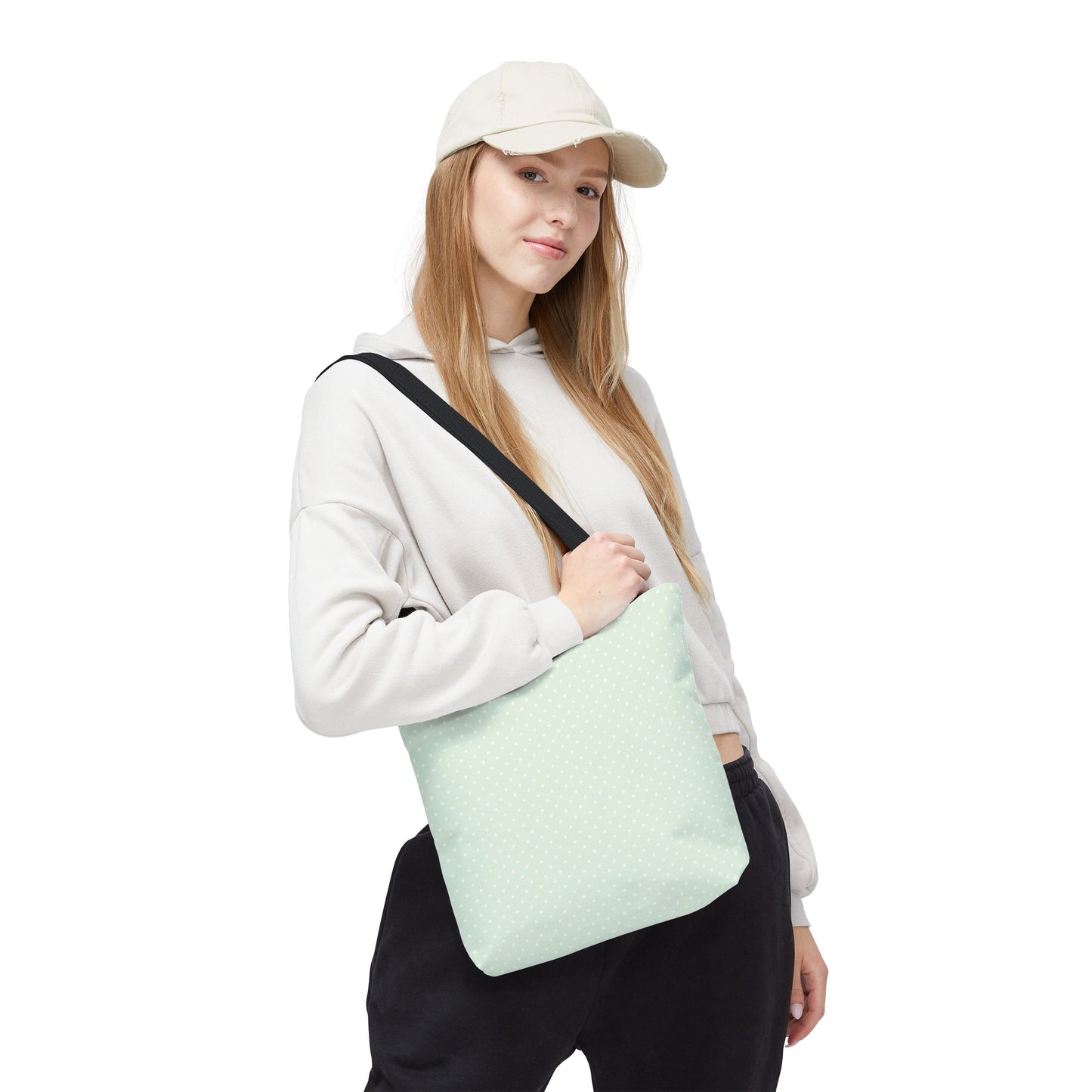 Mint Polka Dot Tote Bag | Stylish Eco-Friendly Day Bag, Beach Tote, Shopping Bag, Gift for Her, Everyday Purse