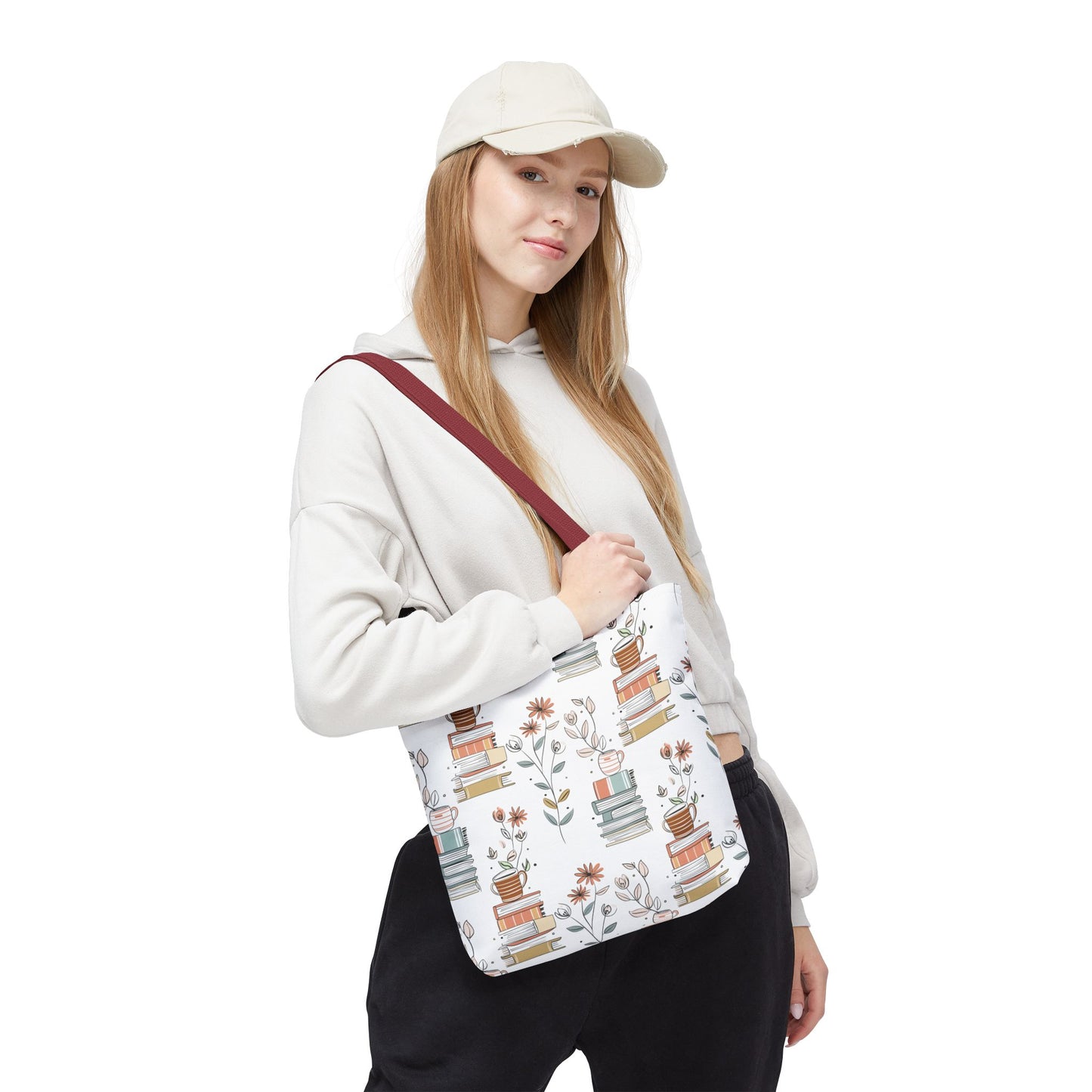 Book Lover's Floral Tote Bag, Perfect for Book Clubs, Library Visits, Eco-Friendly Gift, Reading Enthusiasts, Study Essentials