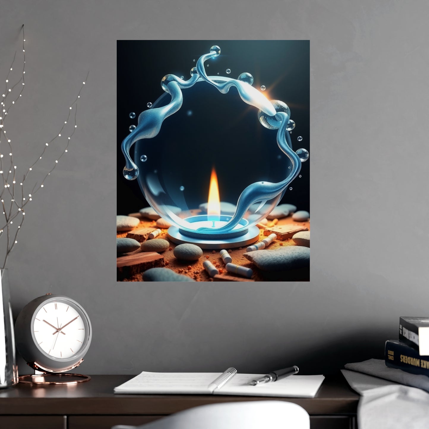 Calming Matte Wall Art Poster - Tranquil Candle & Water Design, Home Decor, Gift Idea, Meditation Space, Relaxation