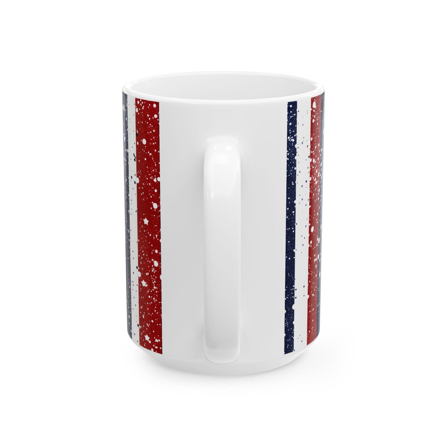 Patriotic Ceramic Mug - Red, White, and Blue Striped Coffee Cup, 4th of July Gift, Americana Mug, Celebration Drinkware, USA Pride
