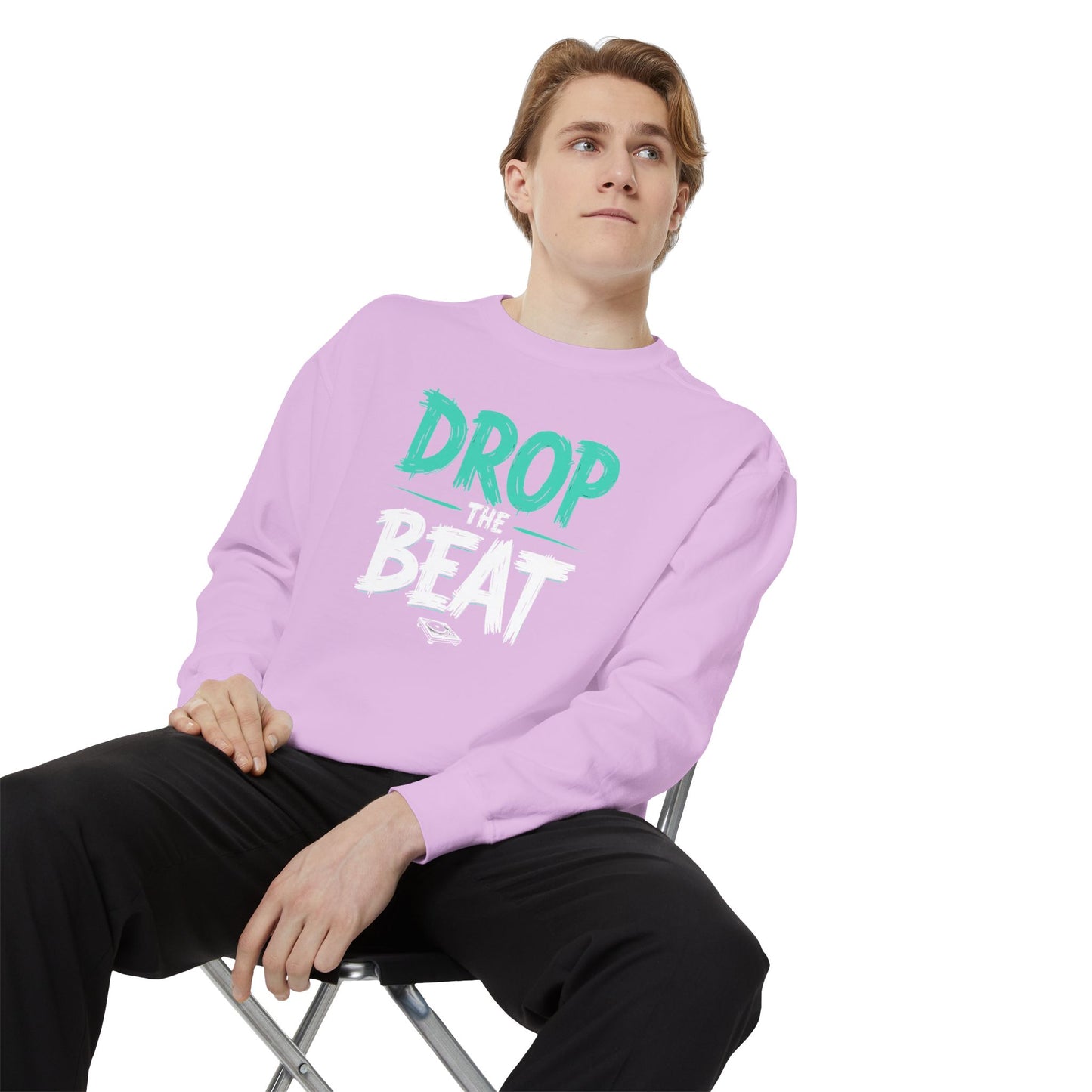 Drop the Beat Sweatshirt, Cozy Music Sweatshirt, Unisex Graphic Apparel, Perfect for Concerts, Unique Gift for Music Lovers