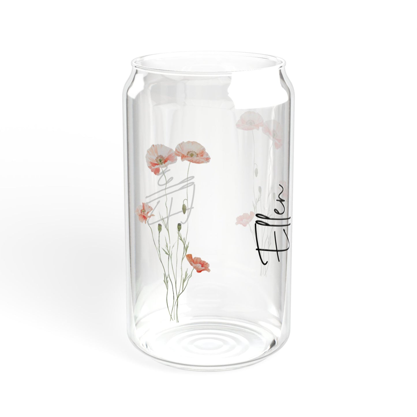 Personalized Floral Sipper Glass, 16oz Drinkware, Eco-Friendly Water Bottle, Cute Gift, Home Decor, Customizable