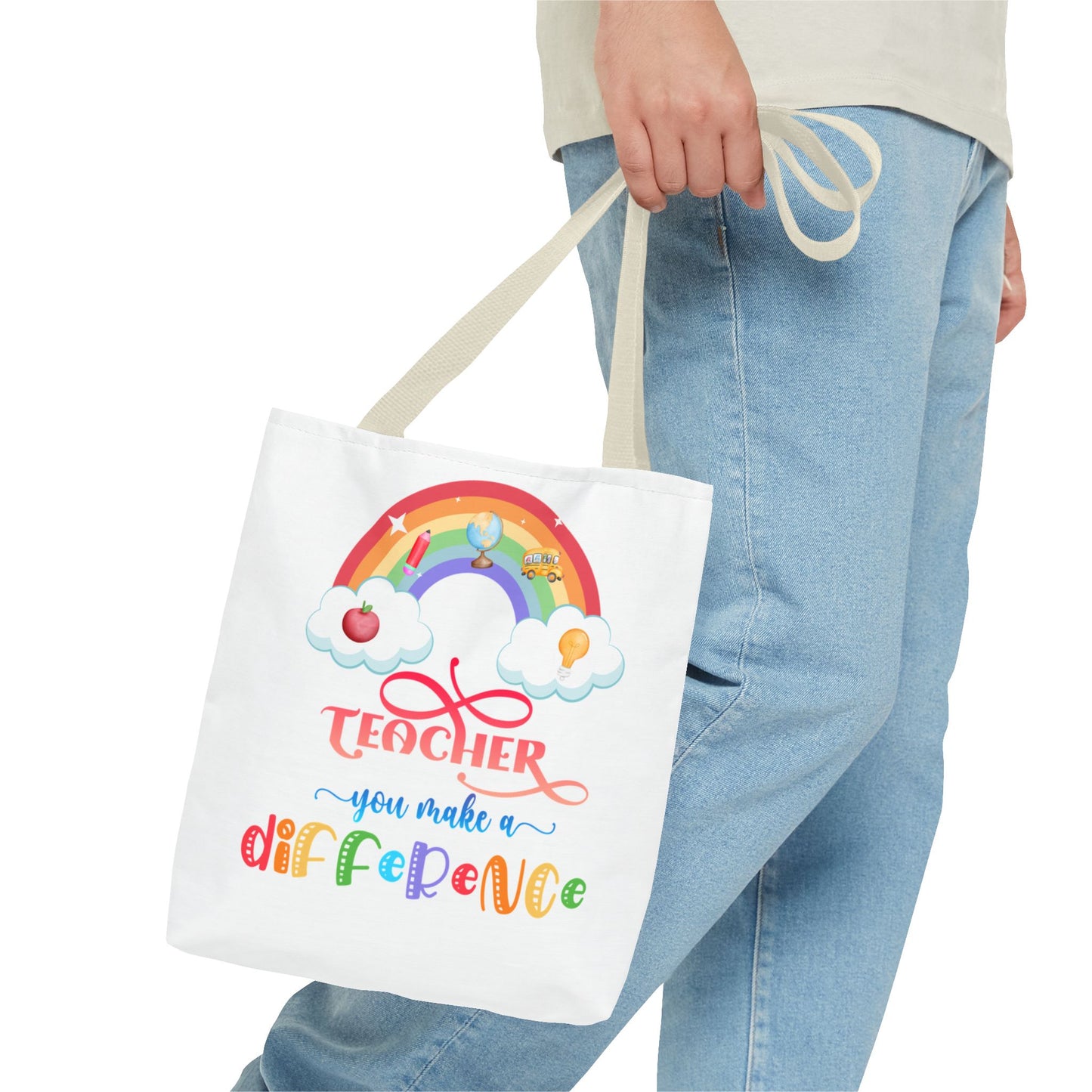 Teacher Appreciation Tote Bag, Inspirational Gift for Educators, Rainbow Design, School Bag, End of Year Present, Birthday Gift