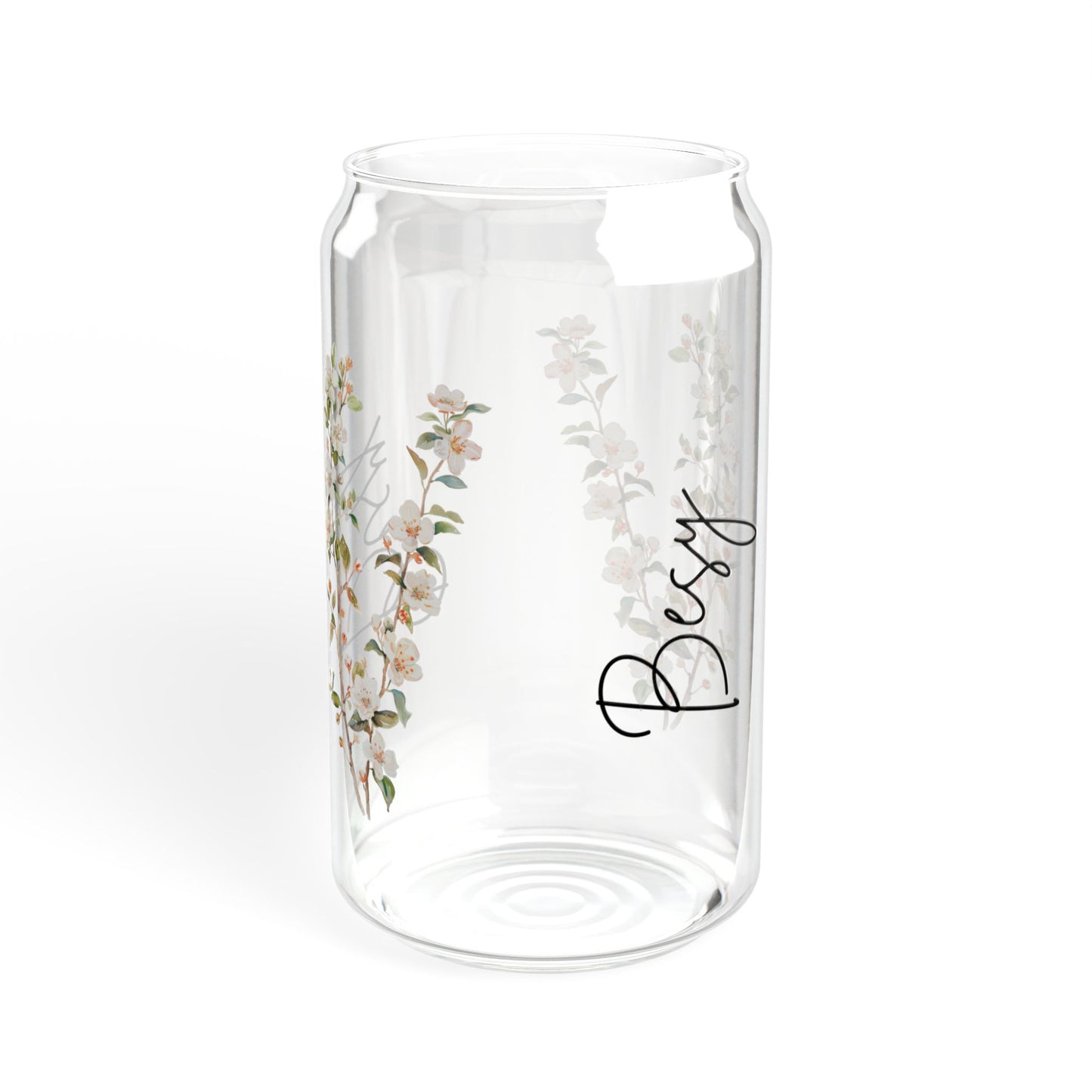 Floral Sipper Glass, 16oz | Eco-Friendly Drinkware, Perfect for Summer, Water Bottle, Clear Glass Cup, Gift for Friends