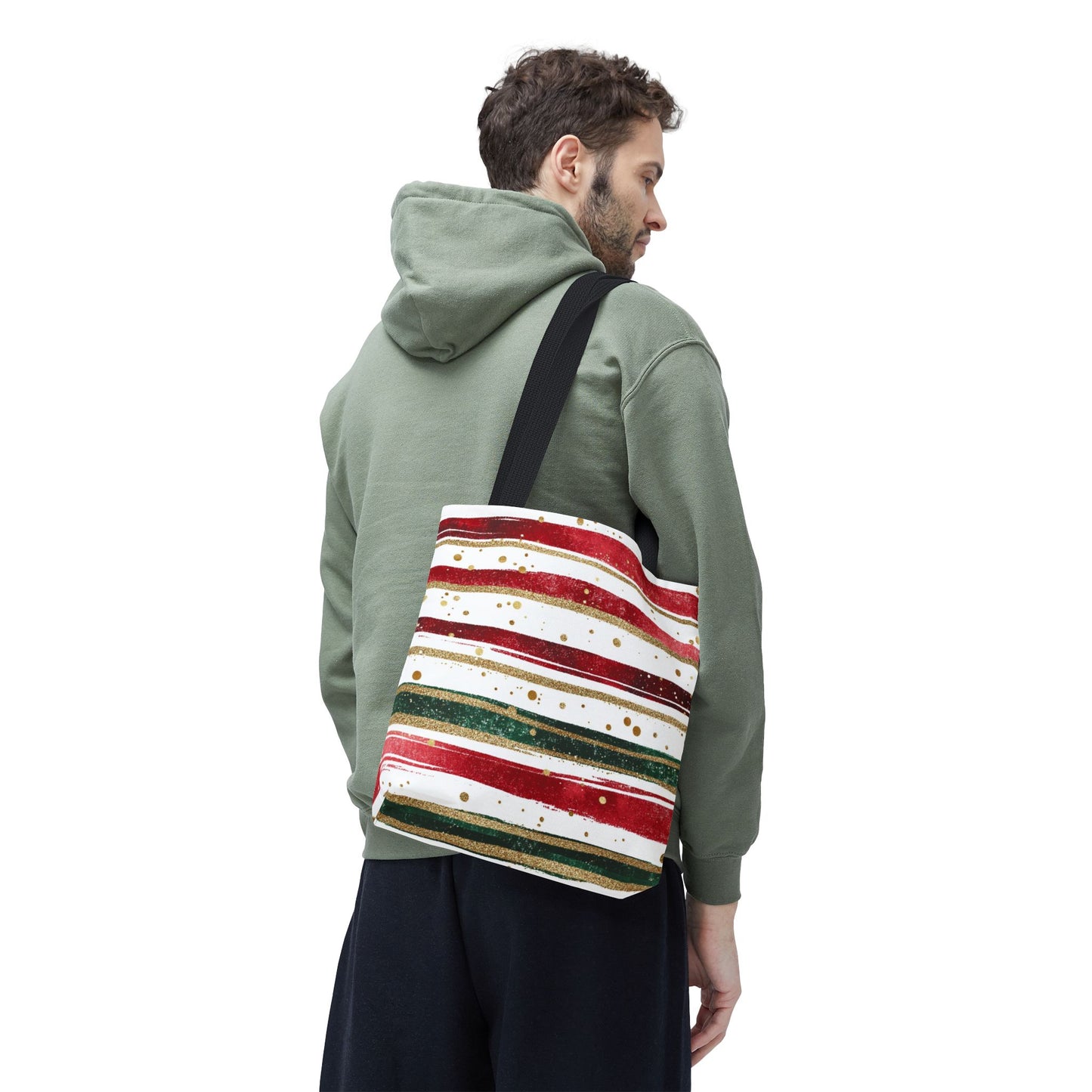 Festive Striped Tote Bag | Holiday Shopper, Gift Bag, Eco-Friendly Bag, Christmas Decor, Everyday Use