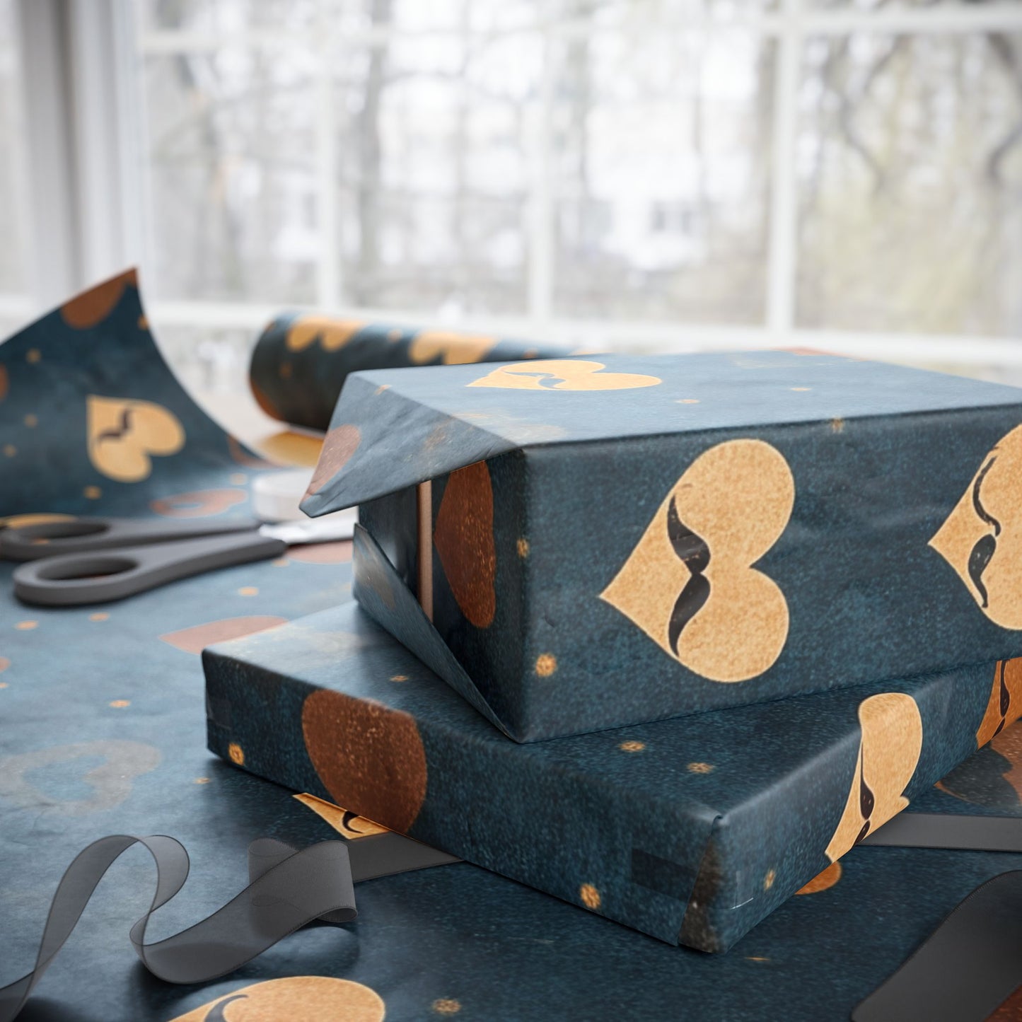Heart Pattern Wrapping Paper, Romantic Gift Wrap, Valentine's Day, Birthday Present, Eco-Friendly Packaging, Rustic Decor