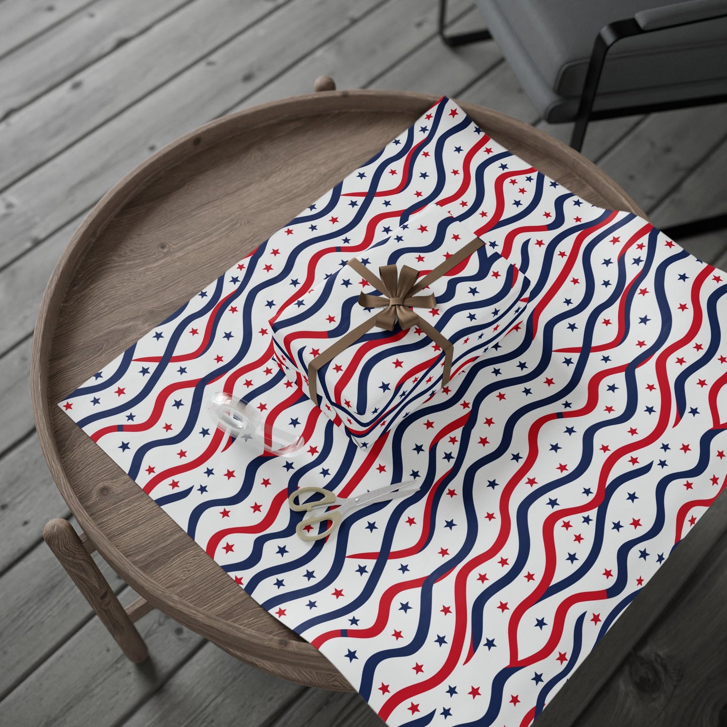 Patriotic Wrapping Paper for Holidays, Gift Wrap for Independence Day, Festive Decor, Star-Patterned Paper, Ideal for Celebrations