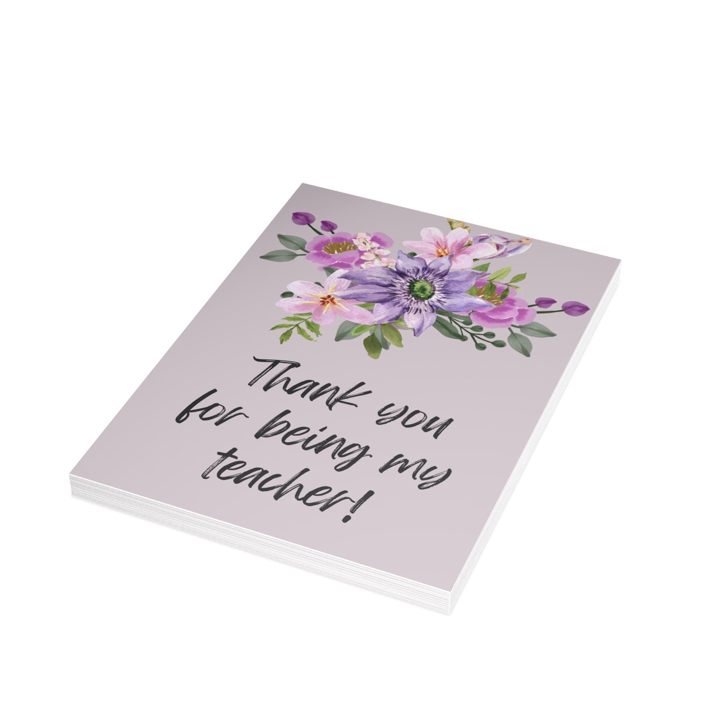 Floral Teacher Appreciation Greeting Cards | Thank You Cards for Teachers | Thank You Notes | Birthday Cards | Set of 1-50