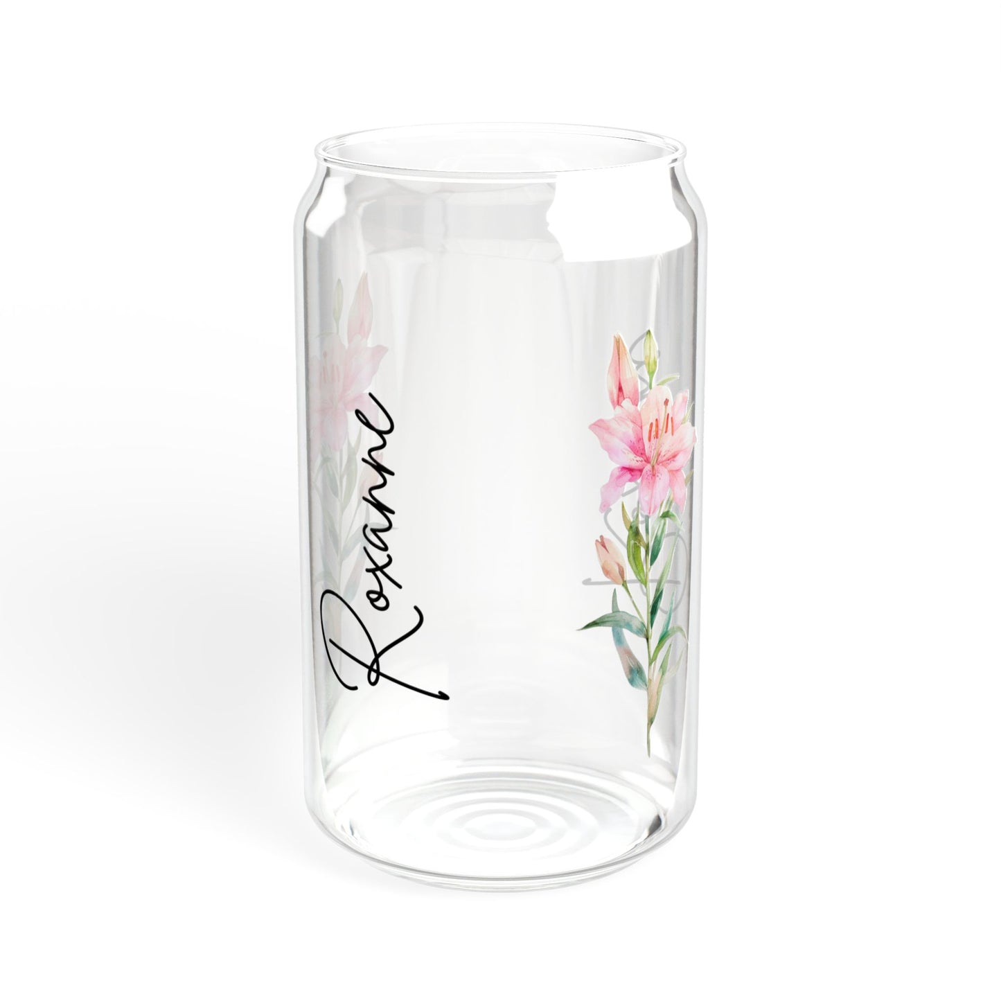 Personalized Floral Sipper Glass - 16oz, Custom Drinkware, Eco-Friendly Straw, Perfect Gift for Her, Floral Decor