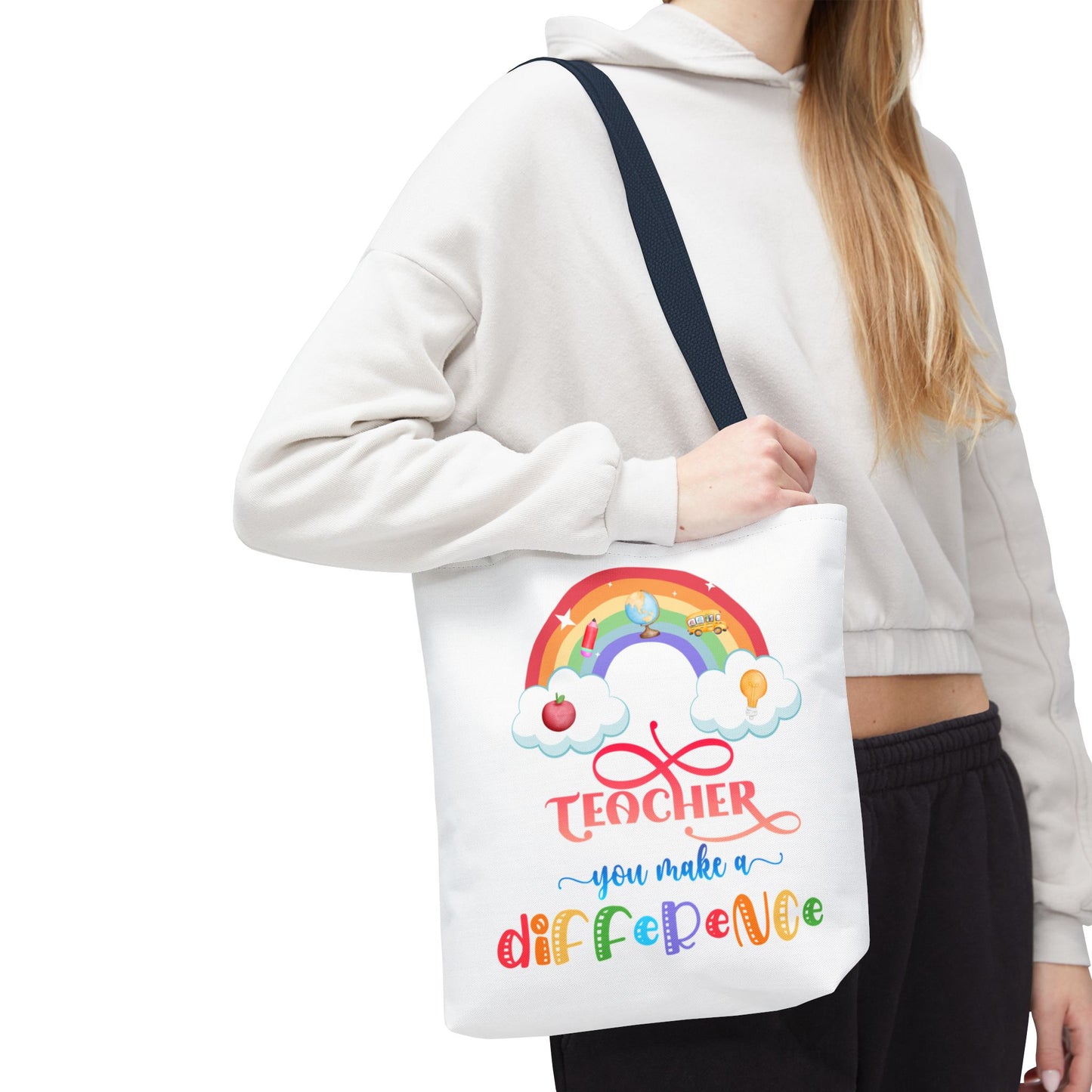 Teacher Appreciation Tote Bag, Inspirational Gift for Educators, Rainbow Design, School Bag, End of Year Present, Birthday Gift
