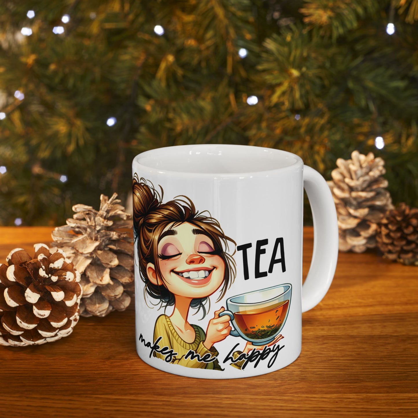 Whimsical Ceramic Mug for Coffee Lovers, Unique Gift Idea, Cute Artwork, Everyday Use, Fun Home Decor