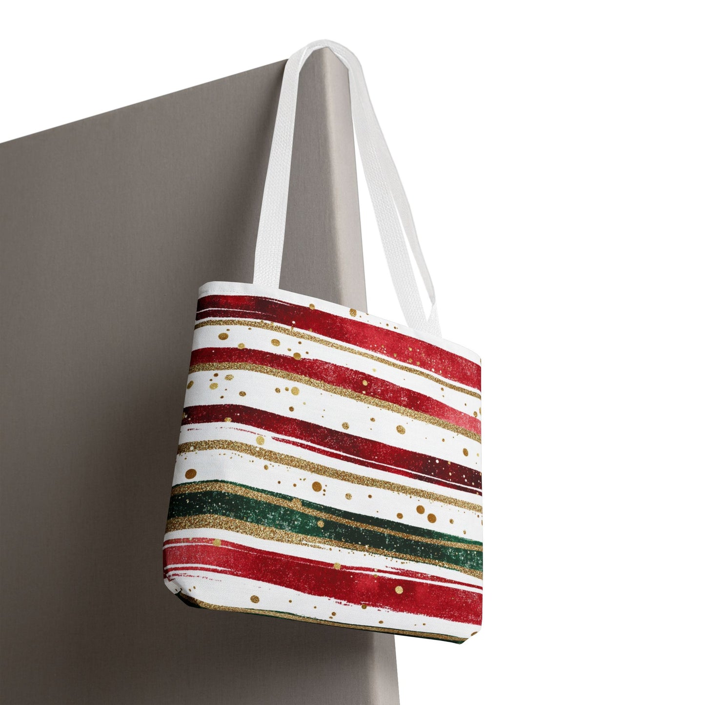 Festive Striped Tote Bag | Holiday Shopper, Gift Bag, Eco-Friendly Bag, Christmas Decor, Everyday Use