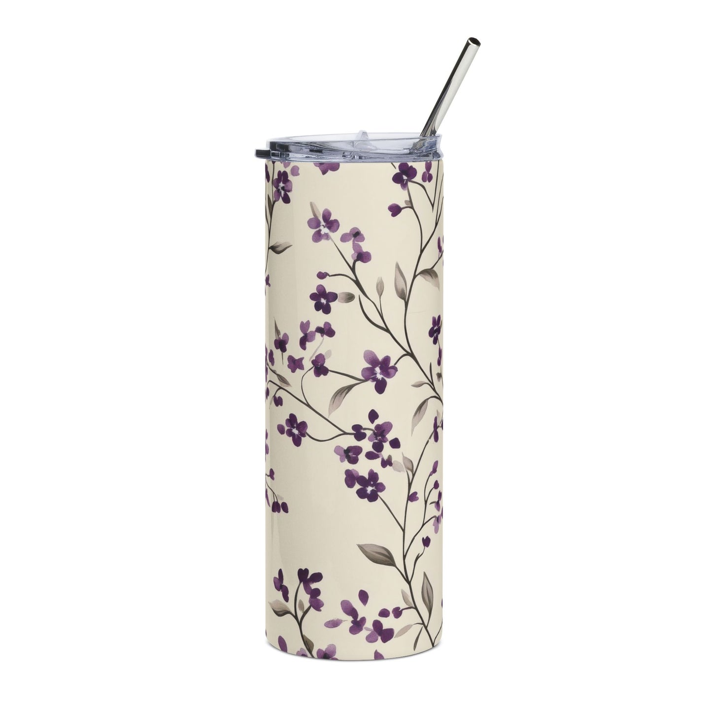 Floral Stainless Steel Tumbler | Elegant Travel Mug | Insulated Drink Container | Gift for Her | Eco-Friendly Beverage Cup