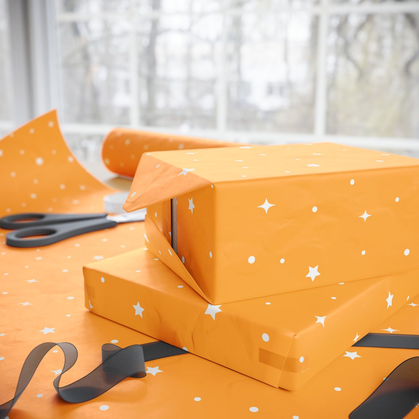 Bright Stars Wrapping Paper - Fun Gift Wrap for Birthdays, Holidays, Baby Showers, Celebrations, Special Occasions - Cheerful Decor