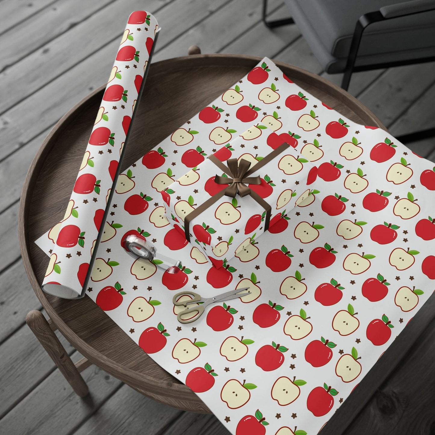 Apple-Themed Wrapping Paper, Cute Gift Wrap for Birthdays, Holidays, Teacher Gifts, Fall Celebrations, Party Supplies