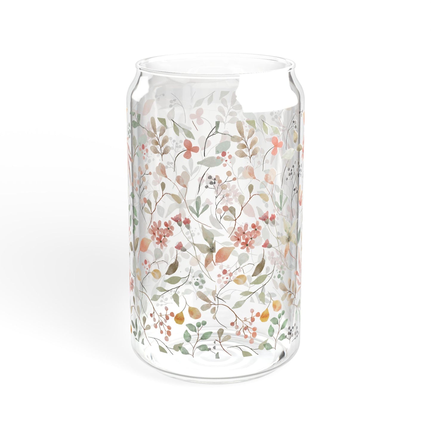 Floral Sipper Glass, 16oz Water Bottle, Eco-Friendly Drinkware, Botanical Straw Jar, Gift for Garden Lovers, Party Essential