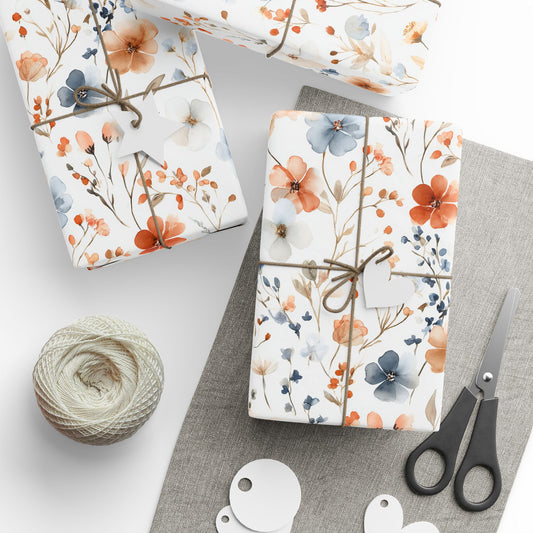 Floral Wrapping Paper, Gift Wrap, Holiday Wrap, Birthday Present, Eco-Friendly Decorations