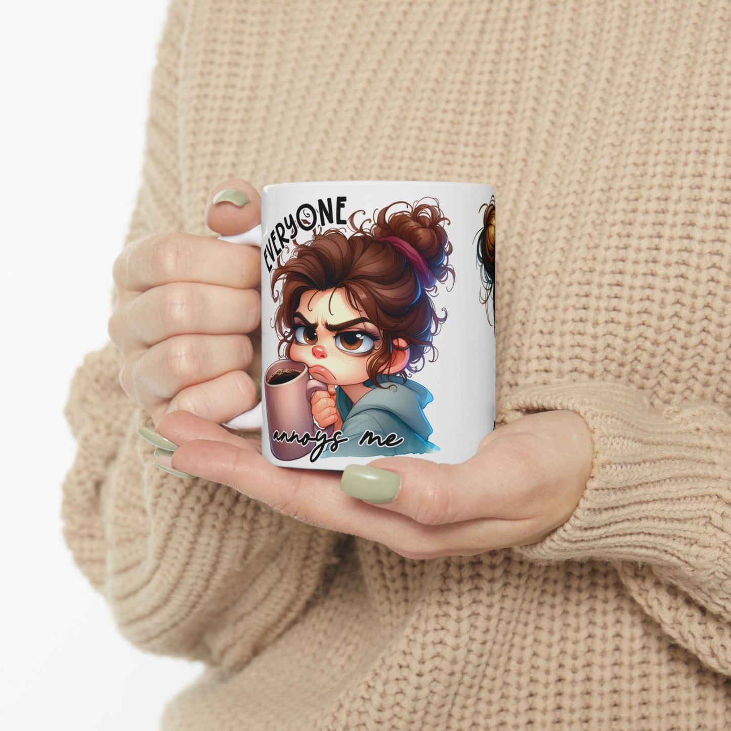 Whimsical Ceramic Mug for Coffee Lovers, Unique Gift Idea, Cute Artwork, Everyday Use, Fun Home Decor