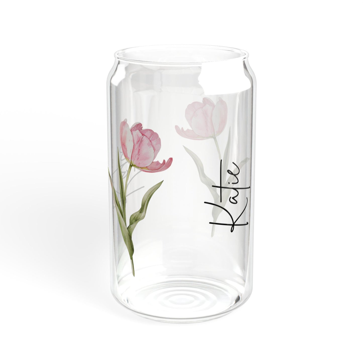 Personalized Floral Sipper Glass, Custom Drinkware, Eco-Friendly Water Bottle, Spring Decor, Gift for Her, Engagement Gift