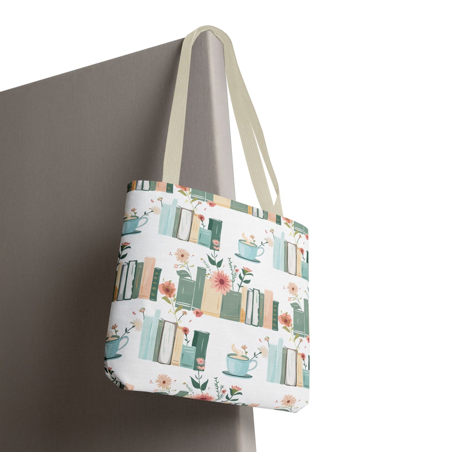 Book Lovers Floral Tote Bag, Eco-Friendly Shopping Bag, Library Tote, Gift for Readers, Canvas Handbag, Botanical Design