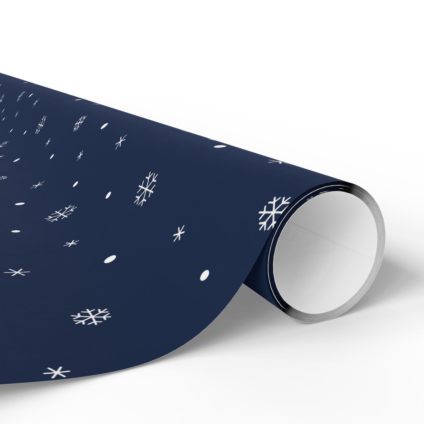 Navy Blue Snowflake Wrapping Paper, Festive Gift Wrap for Holidays, Christmas, Birthday, Winter Celebration, Eco-friendly Decorative Paper