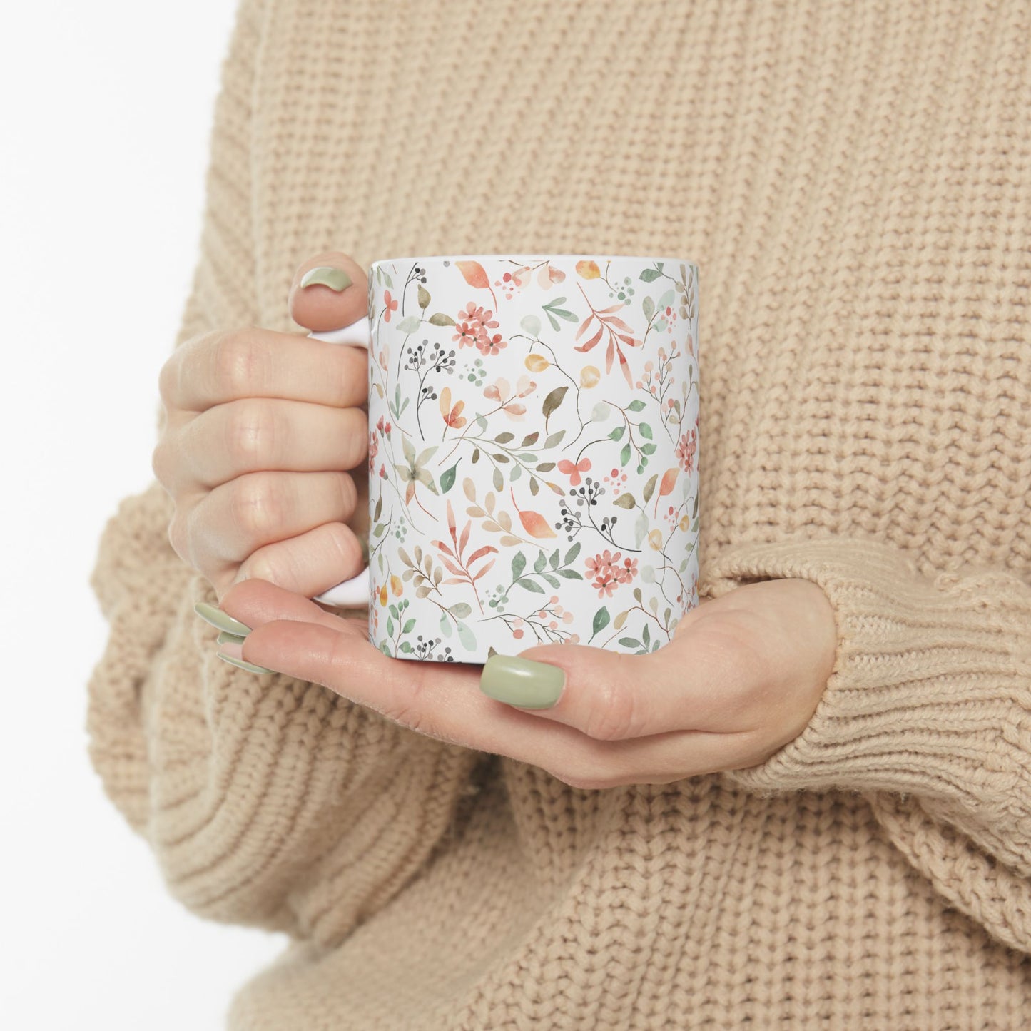 Floral Ceramic Mug - Cozy Coffee Cup, Tea Lover Gift, Home Decor, Housewarming Present, Nature Inspired Drinkware