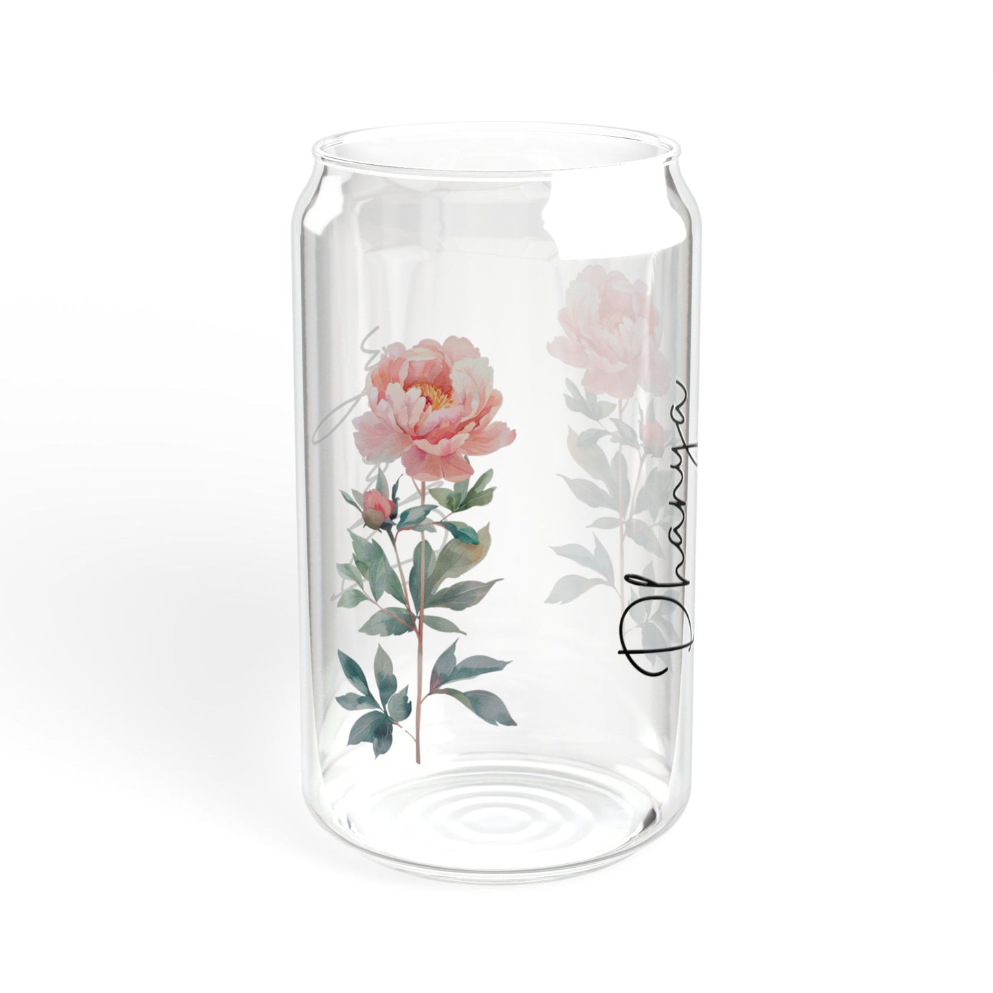 Floral Sipper Glass, Personalized Drinkware, 16oz Mason Jar, Elegant Floral Design, Eco-Friendly Straw, Perfect for Gift or Home
