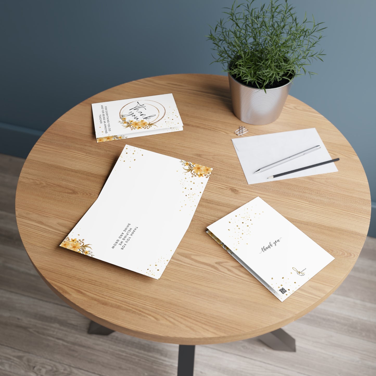 Elegant Thank You Greeting Cards for Teachers, Appreciation Notes, Teacher Gifts, Thank You Cards, Floral Design