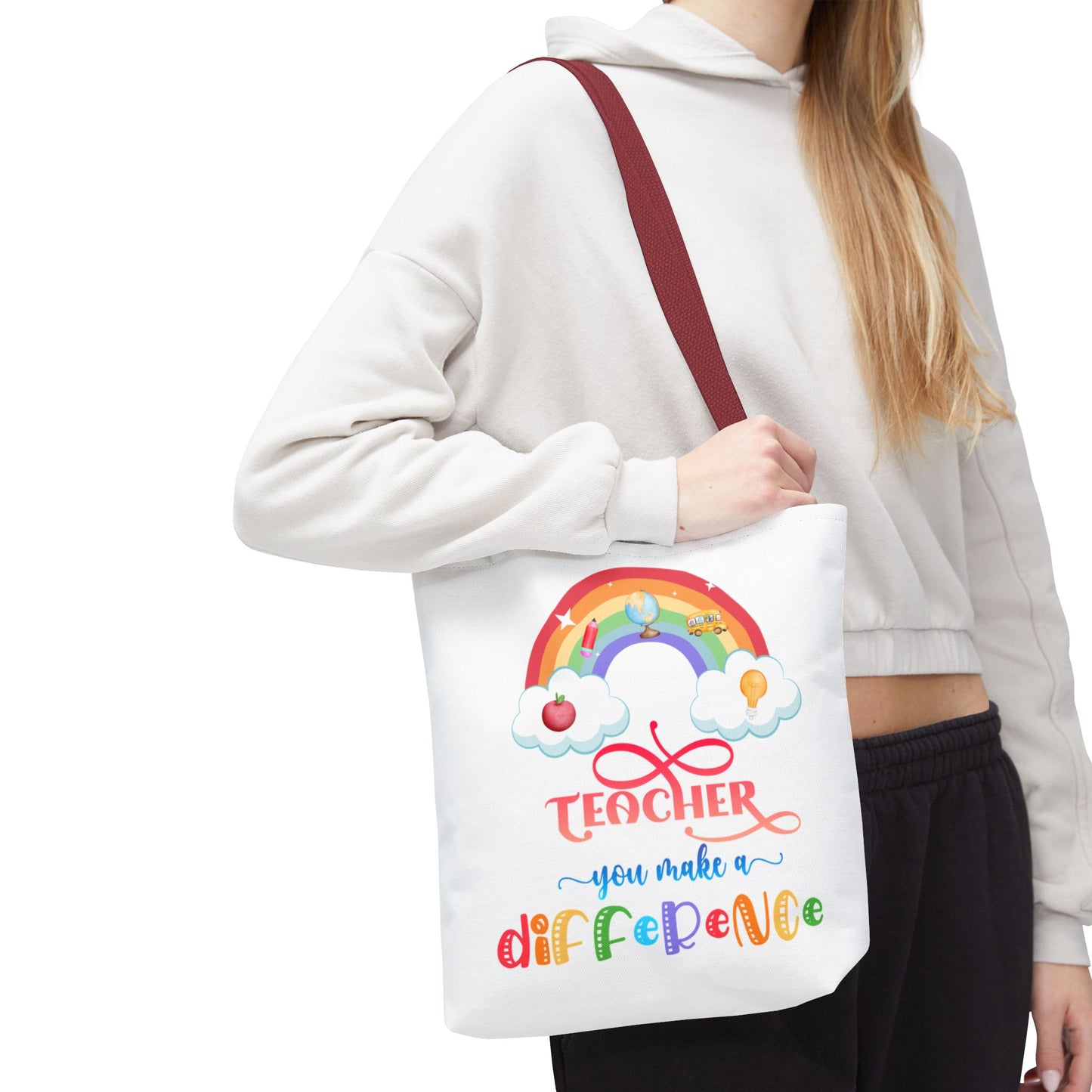 Teacher Appreciation Tote Bag, Inspirational Gift for Educators, Rainbow Design, School Bag, End of Year Present, Birthday Gift
