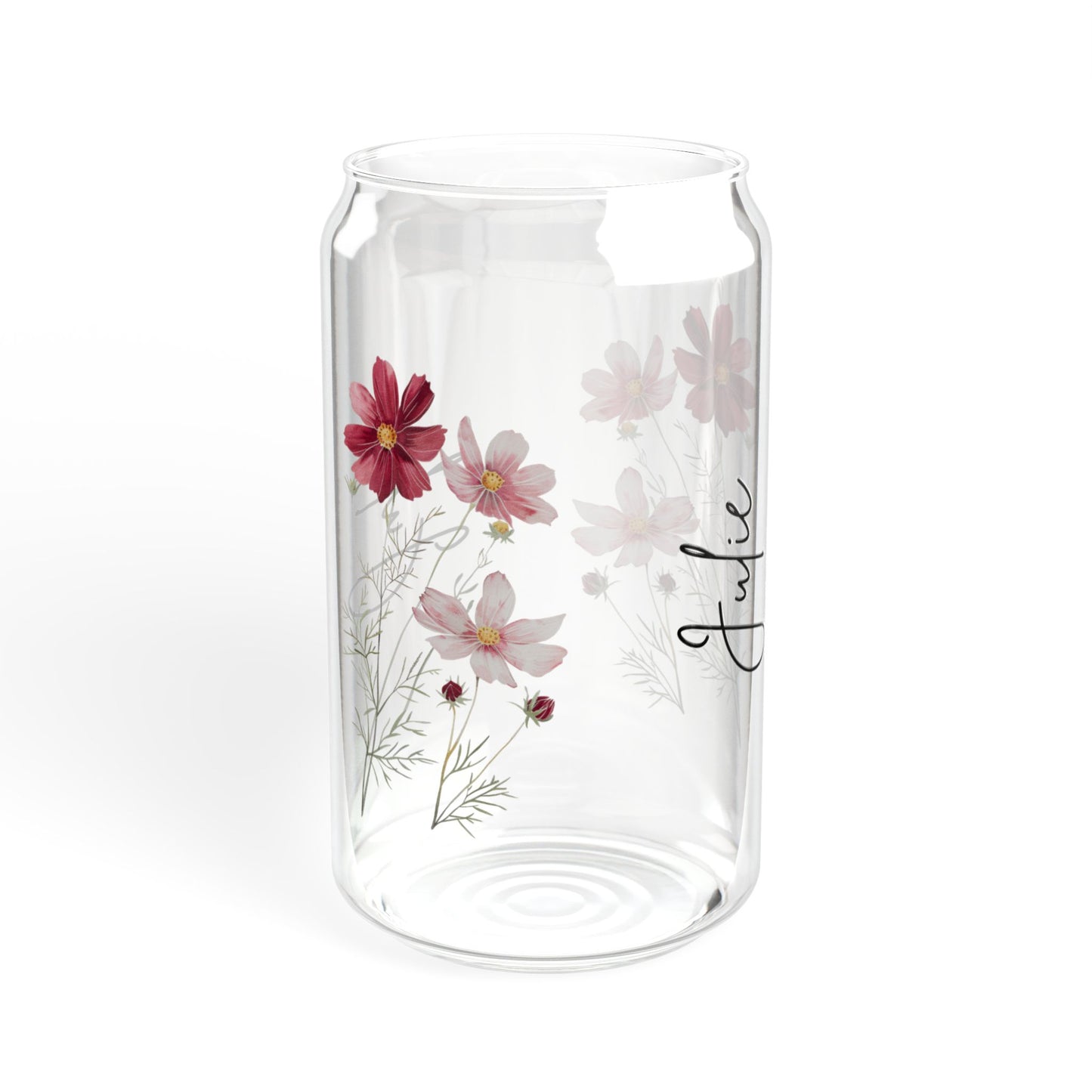 Floral Sipper Glass with Bamboo Lid, Eco-Friendly Drinkware for Summer, Personalized Beverage Jar for Gifts, Reusable Glass, Party Favor
