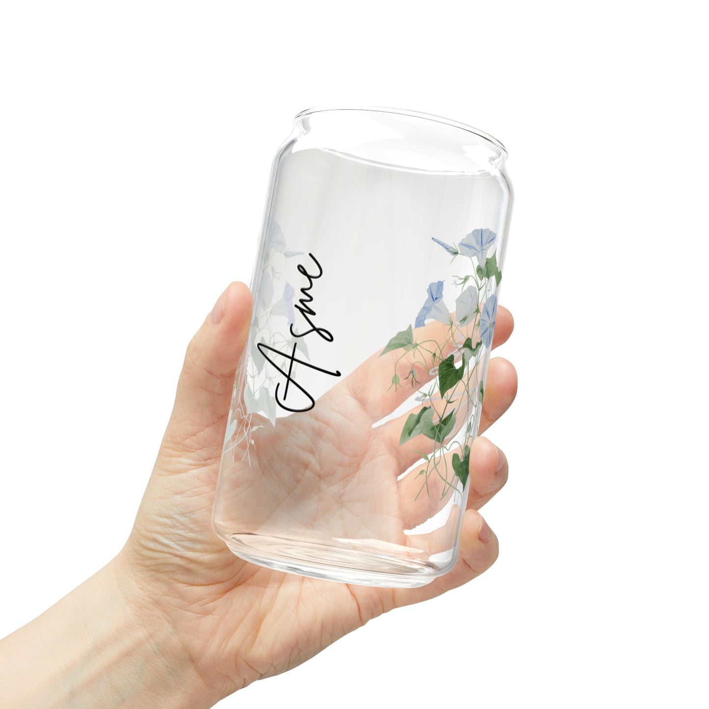 Floral Sipper Glass | 16oz Botanical Drinkware, Eco-Friendly Cup, Reusable Beverage Container, Perfect Gift for Nature Lovers