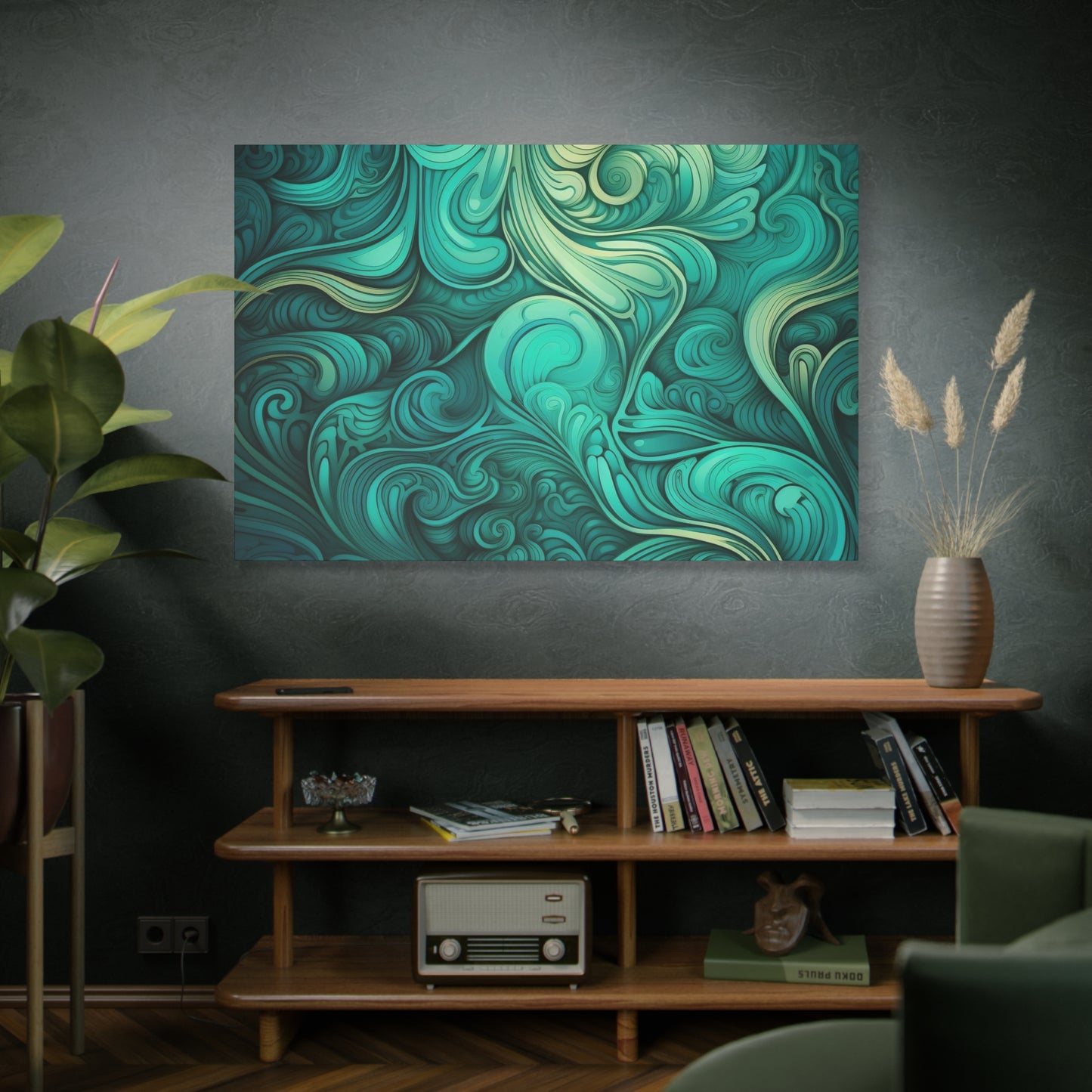 Artistic Stretched Canvas Wall Art, Modern Home Décor, Abstract Swirl Design, Living Room Decoration, Unique Gift for Art Lovers