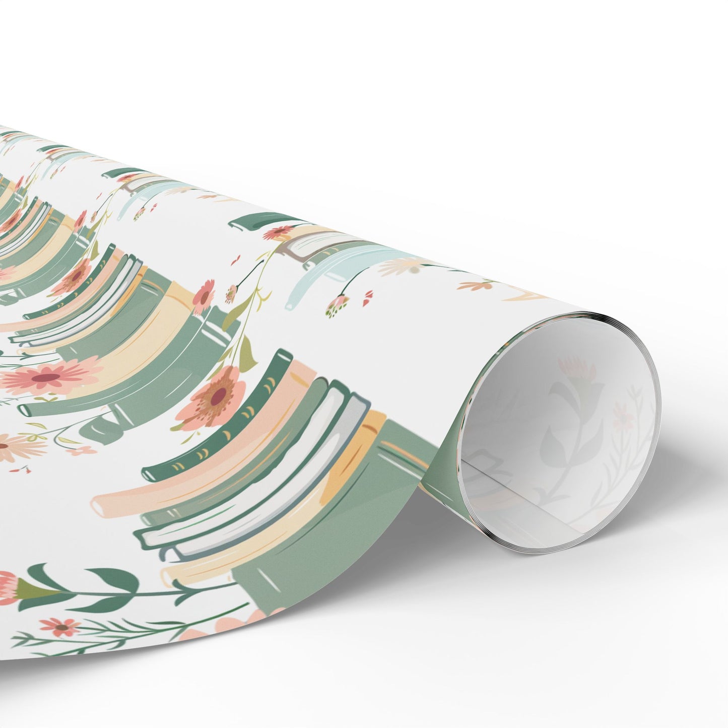 Botanical Book Themed Wrapping Paper - Book Lovers Gift Wrap, Floral Gift Paper for Birthdays, Anniversaries, Baby Showers, Literary Parties