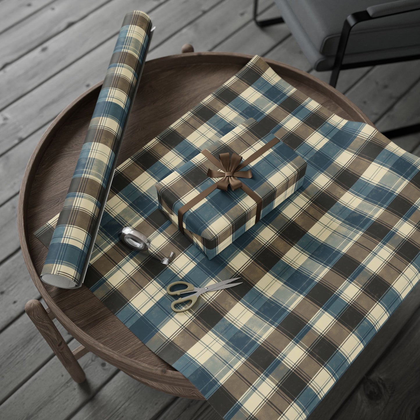 Plaid Wrapping Paper Roll, Rustic Gift Wrap for Holidays, Birthday, and Special Occasions