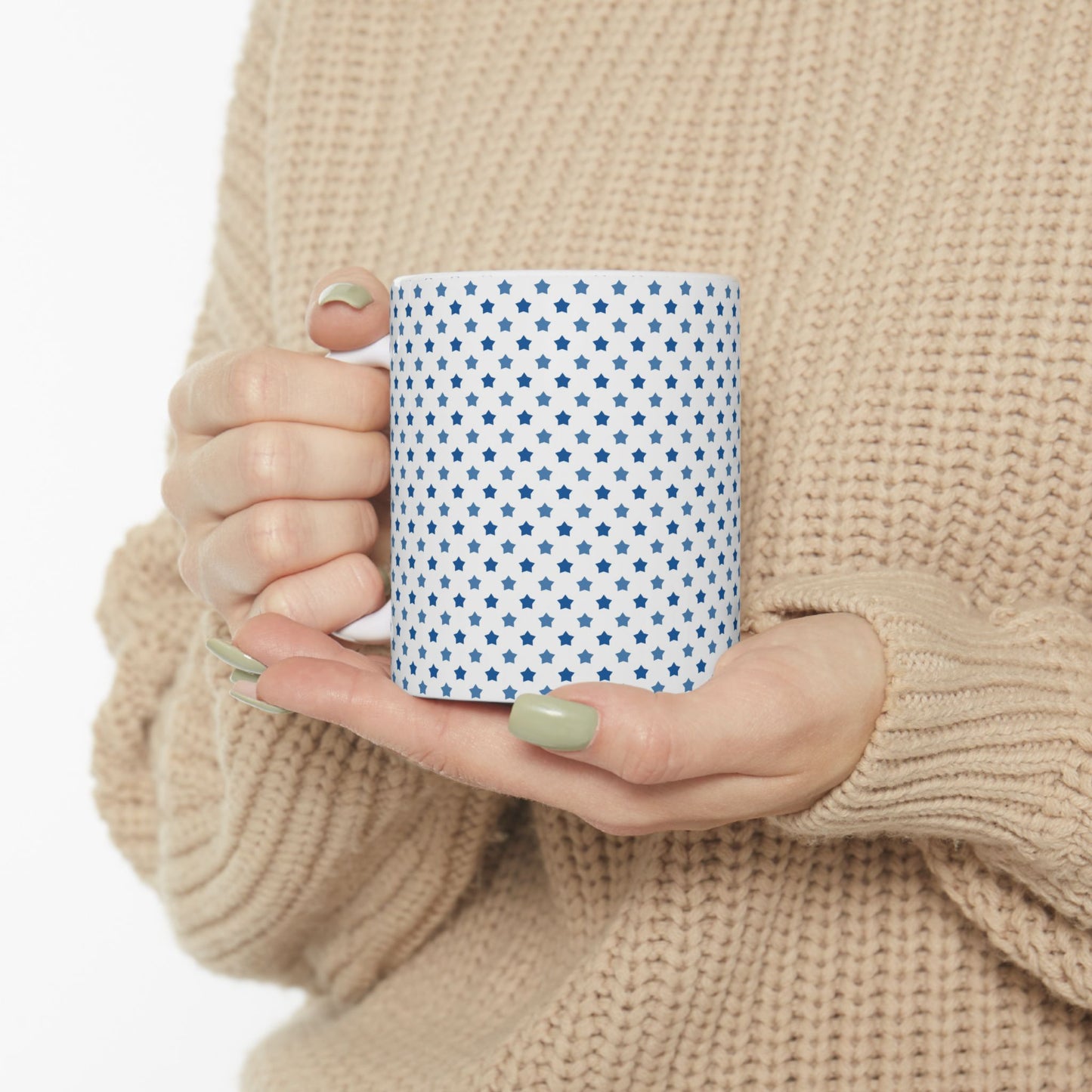 Starry Blue Ceramic Mug, Cute Coffee Cup, Gift for Her, Birthday Gift, Cozy Home Decor, Inspirational Drinkware