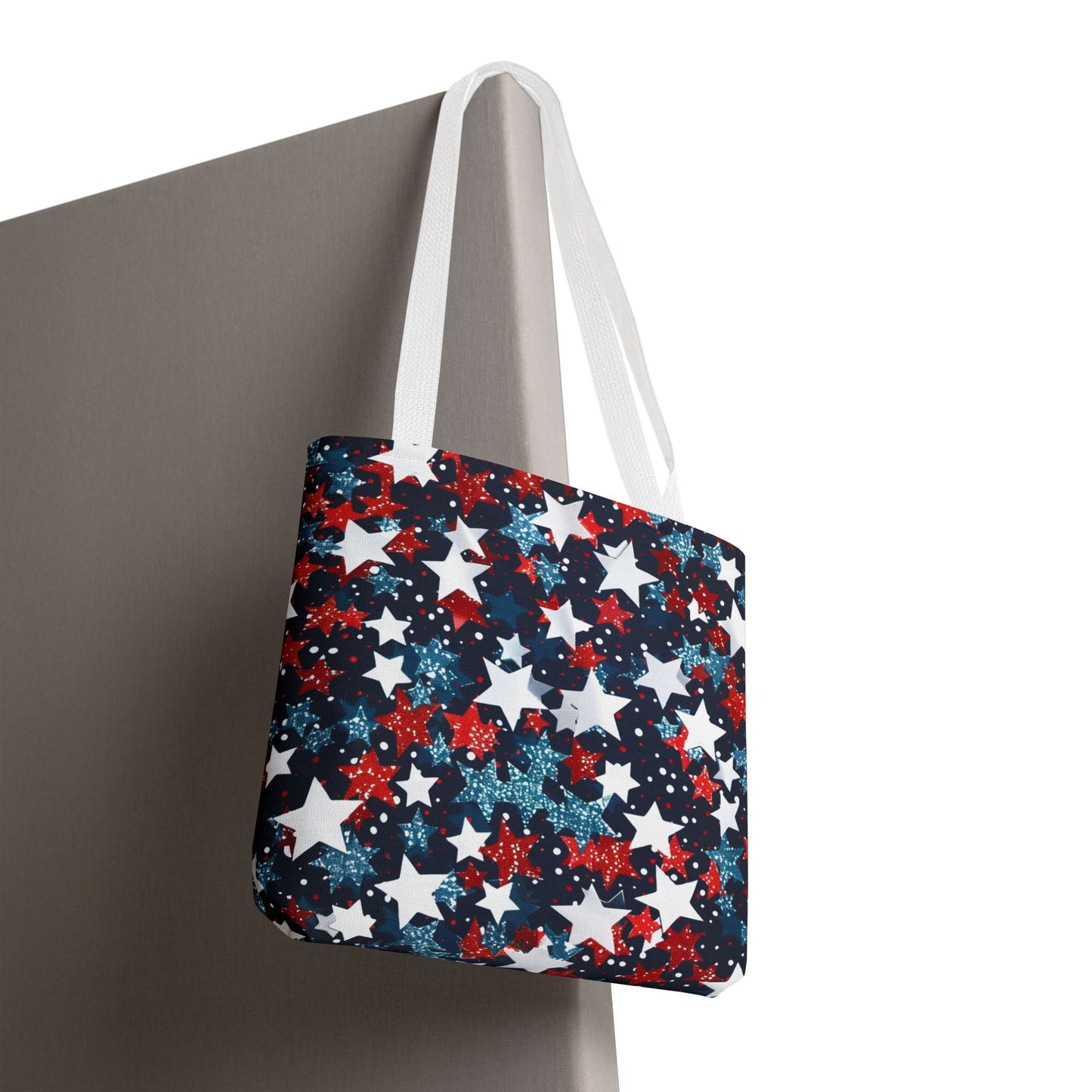 Patriotic Stars Tote Bag, Stylish Grocery Bag, Beach Tote, Gift for Her, USA Flag, Summer Accessory