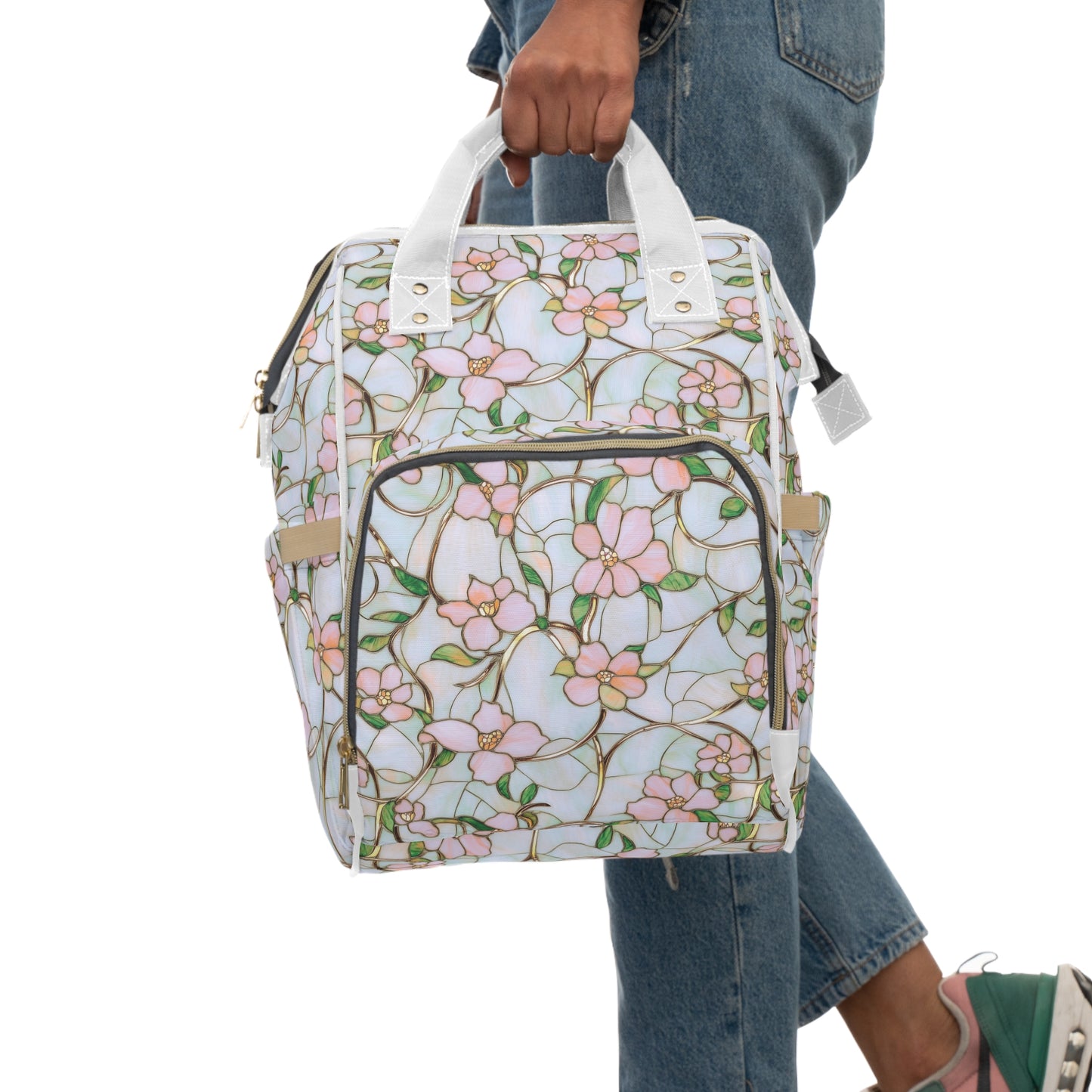 Floral Diaper Backpack for Moms, Stylish Baby Bag, Travel Diaper Bag, Practical Nursery Backpack, Cute Baby Shower Gift