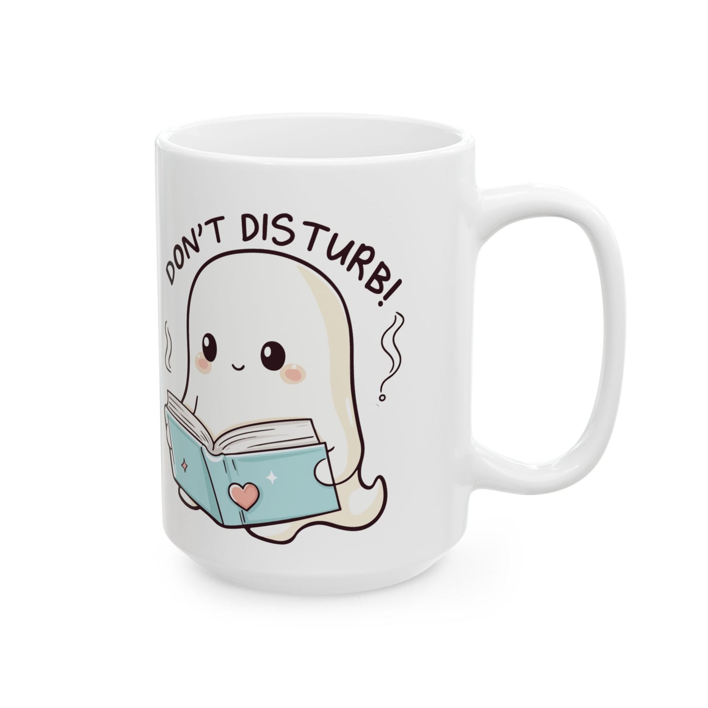 Cute Ghost Reading Ceramic Mug - Don't Disturb! Perfect Gift for Book Lovers, Coffee Lovers, Halloween, Cozy Vibes, Unique Kitchen Decor